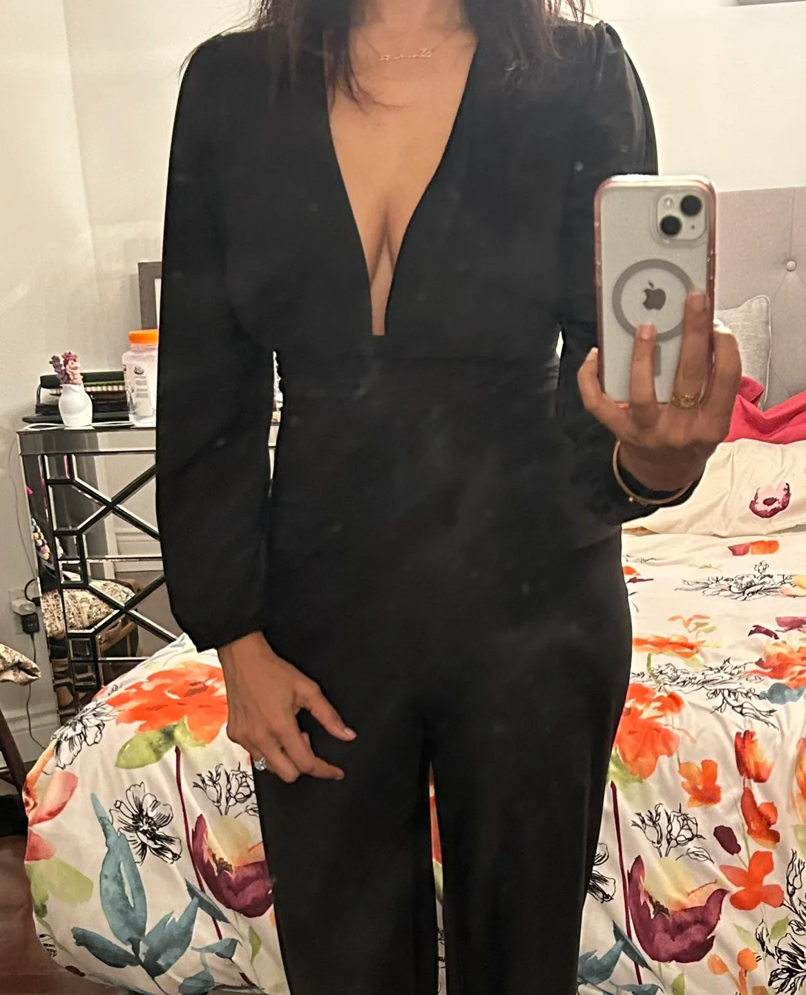 Plunging Neck Black Jumpsuit image indicator(5)