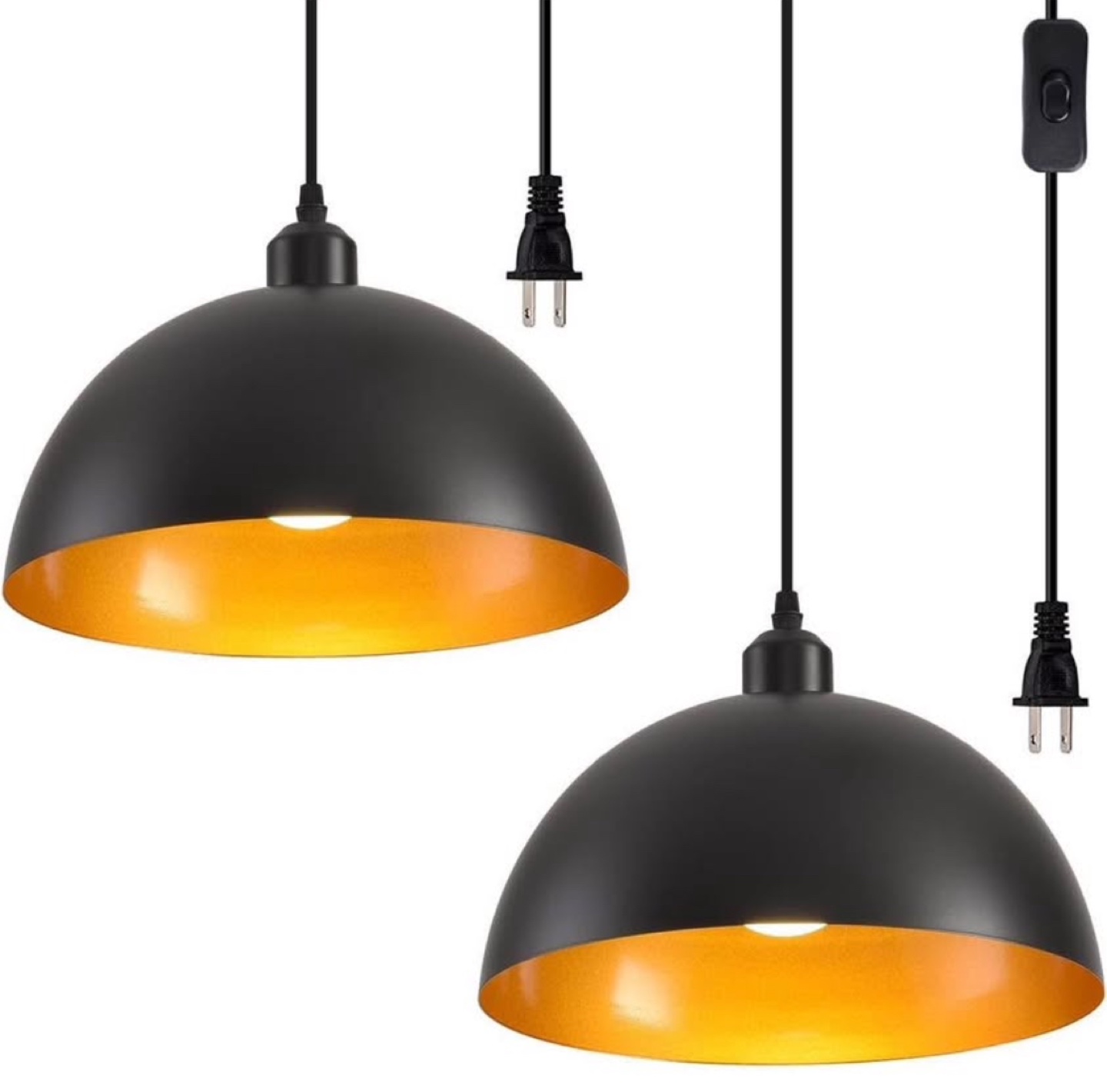 2-pack Black and Gold Pendant Lights