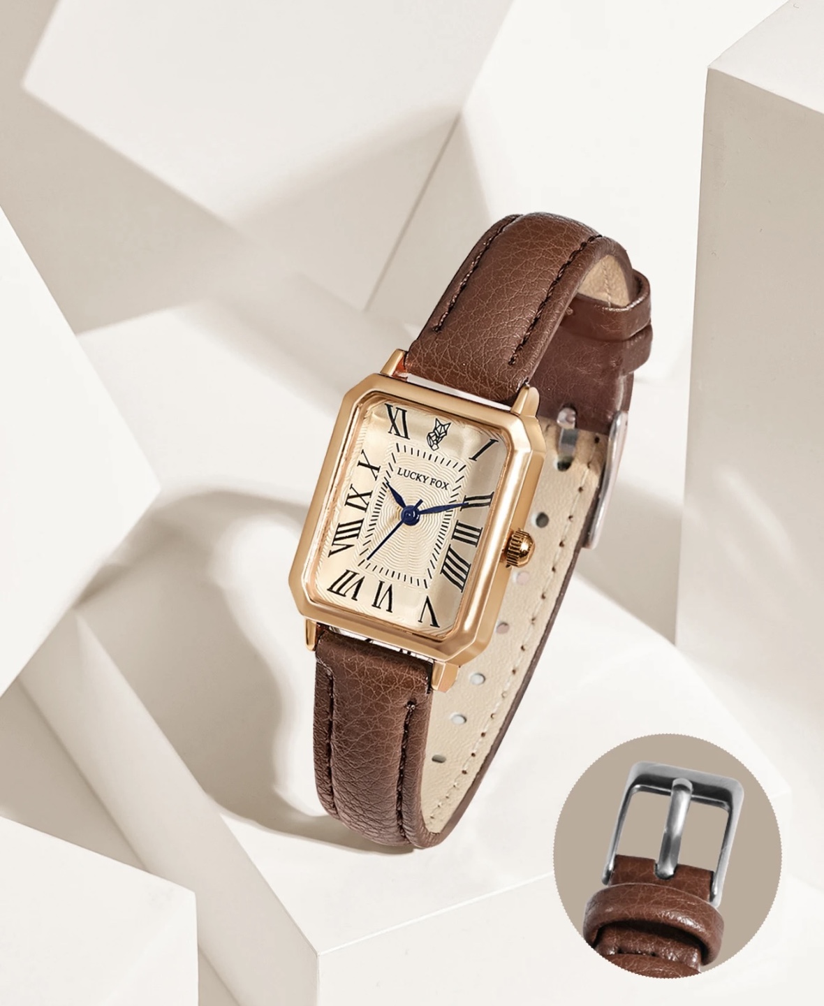 Women's Rose Gold Square Watch