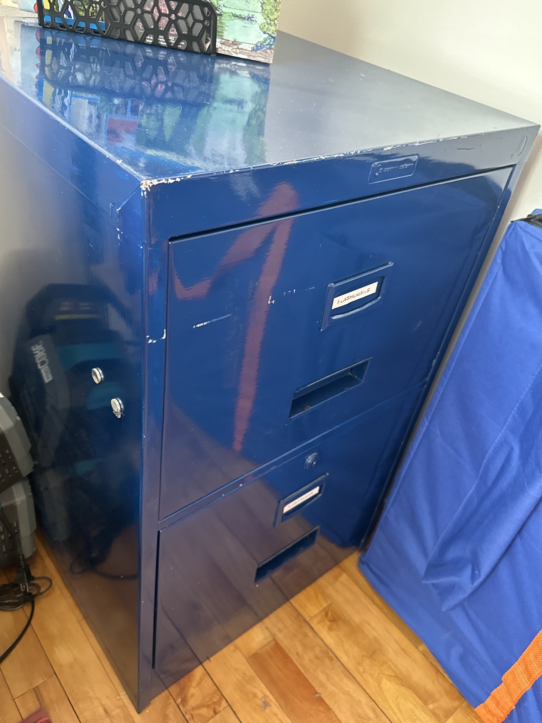 Blue Metal Filing Cabinet