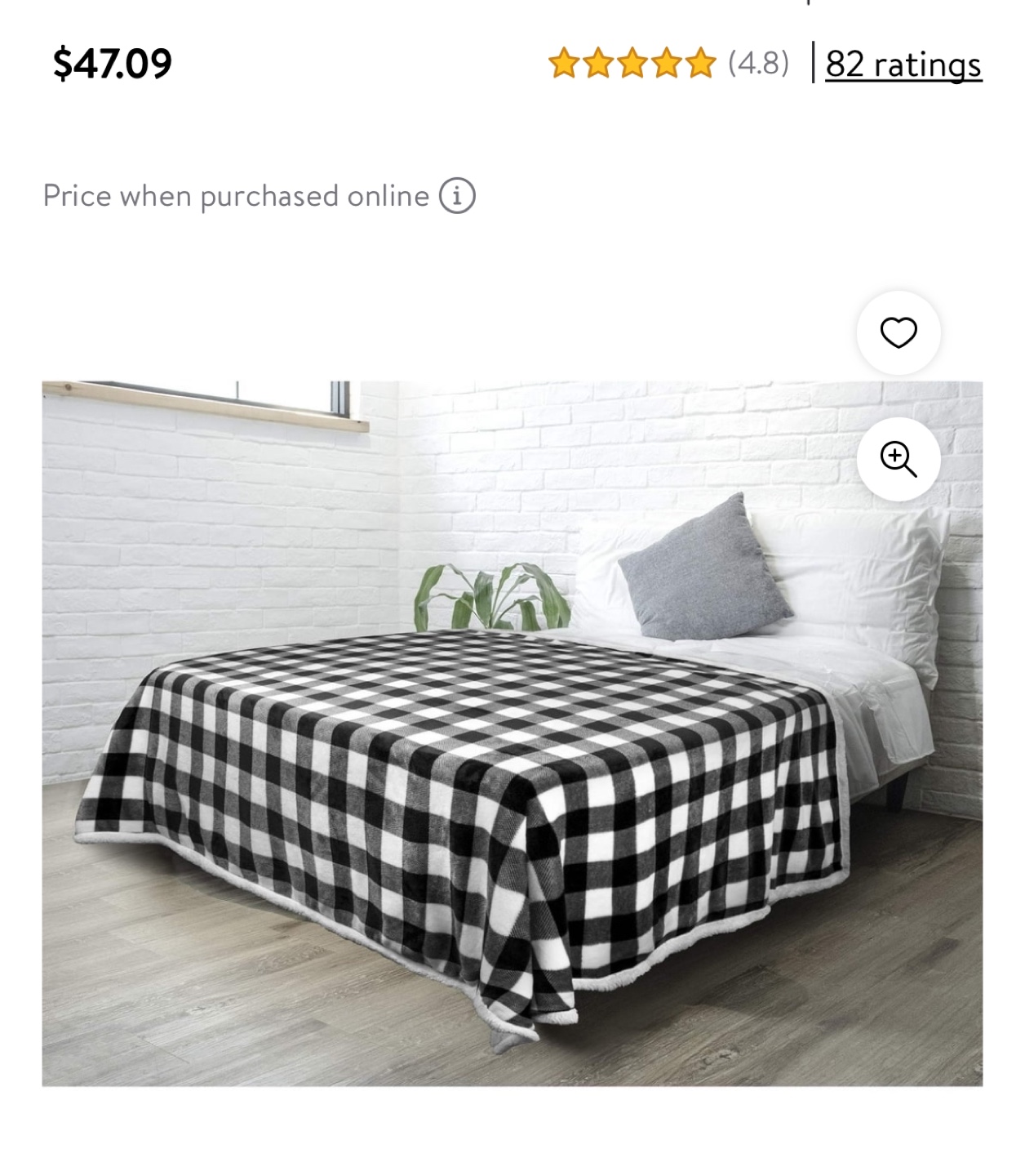Black and White Plaid Fleece Blanket