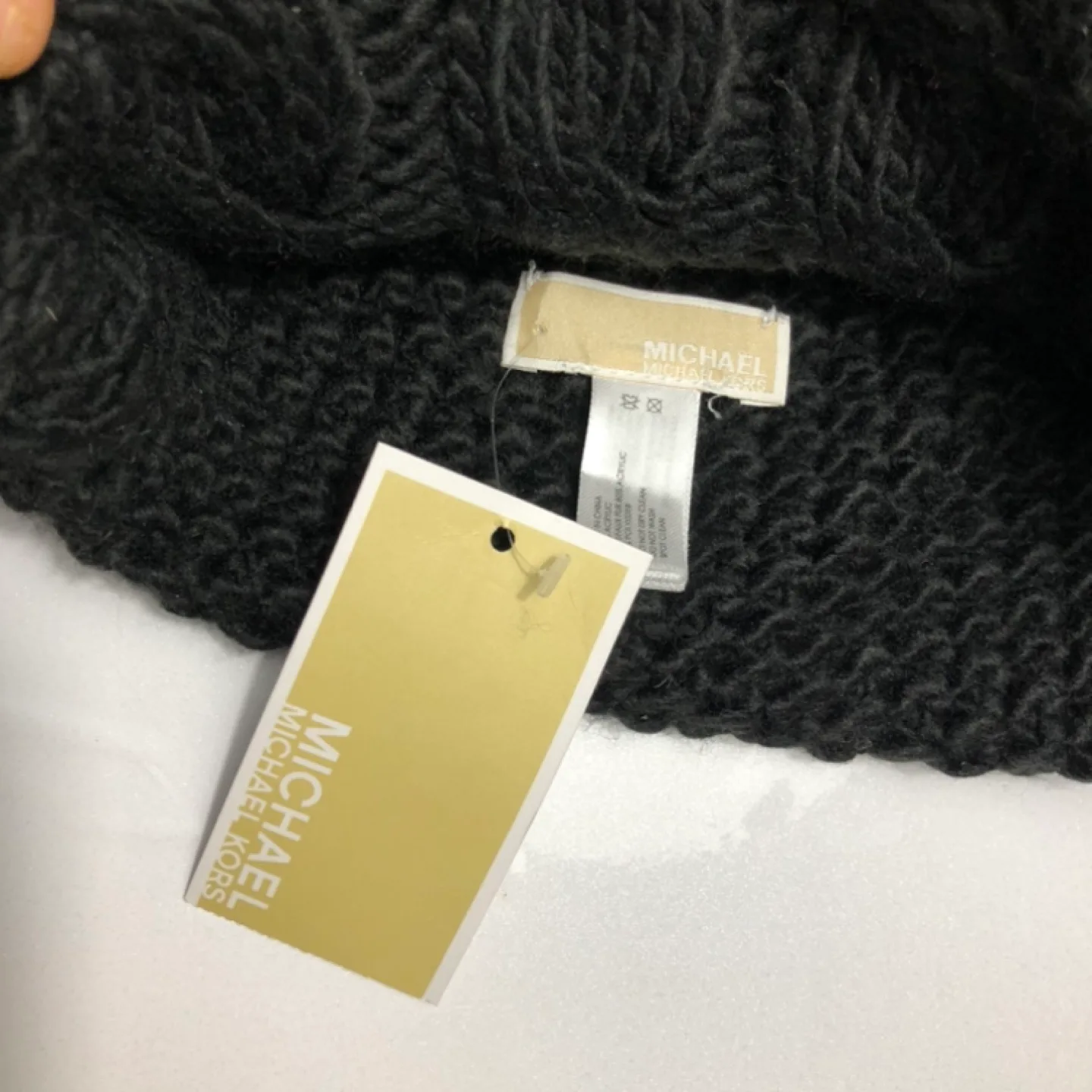 Michael Kors Black Cable Knit Women’s Beanie Hat with Pompom image indicator(7)