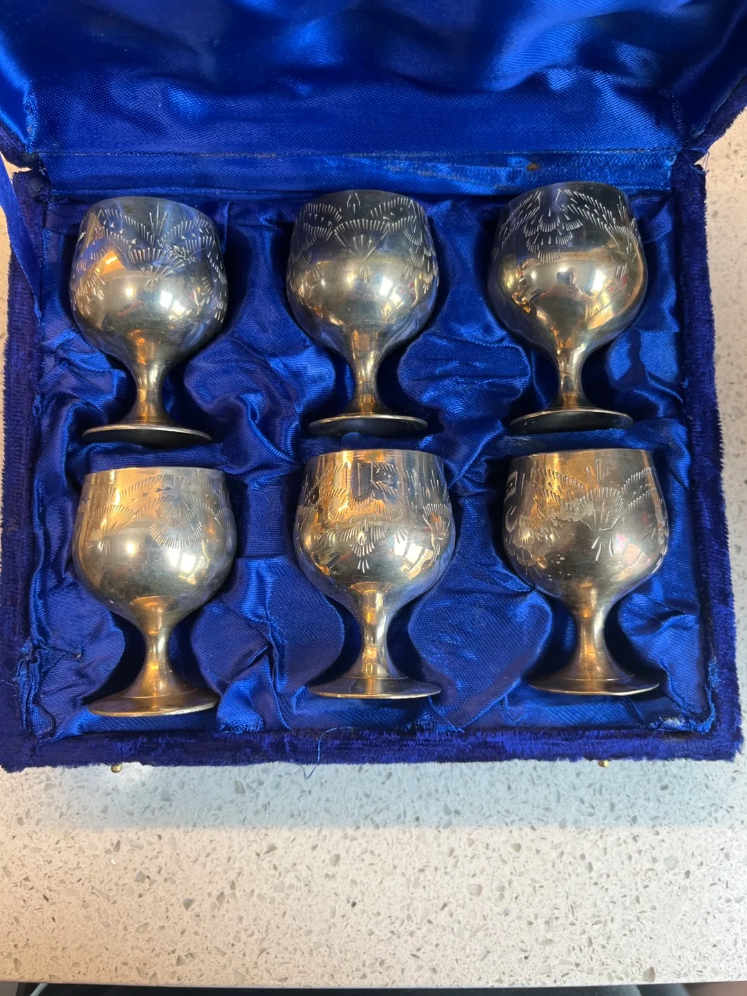 Vintage Goblets, Set of 6, Silver-Plated, Original Velvet Box. image indicator(2)