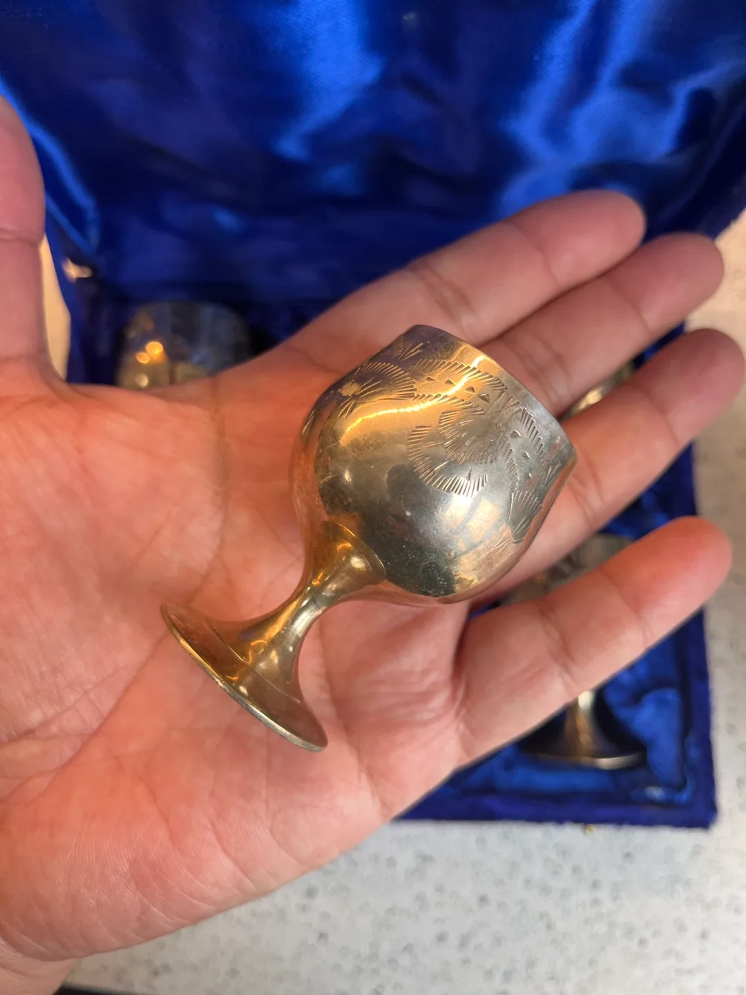 Vintage Goblets, Set of 6, Silver-Plated, Original Velvet Box. image indicator(3)