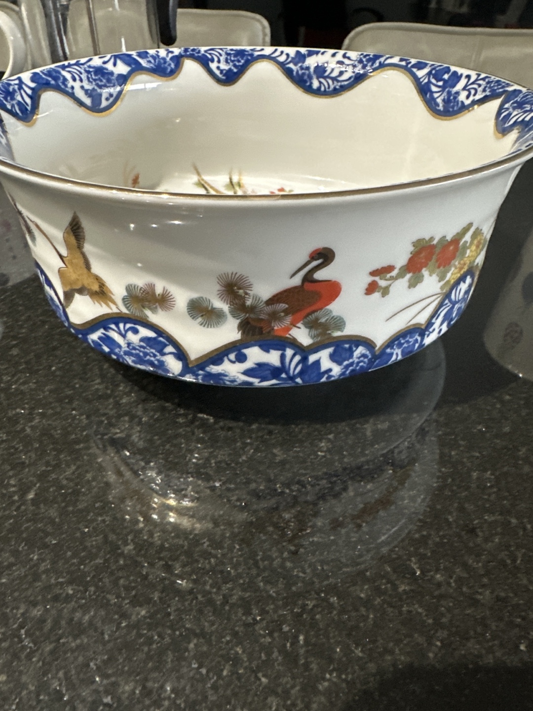 Vintage Porcelain Bowl with Bird Design