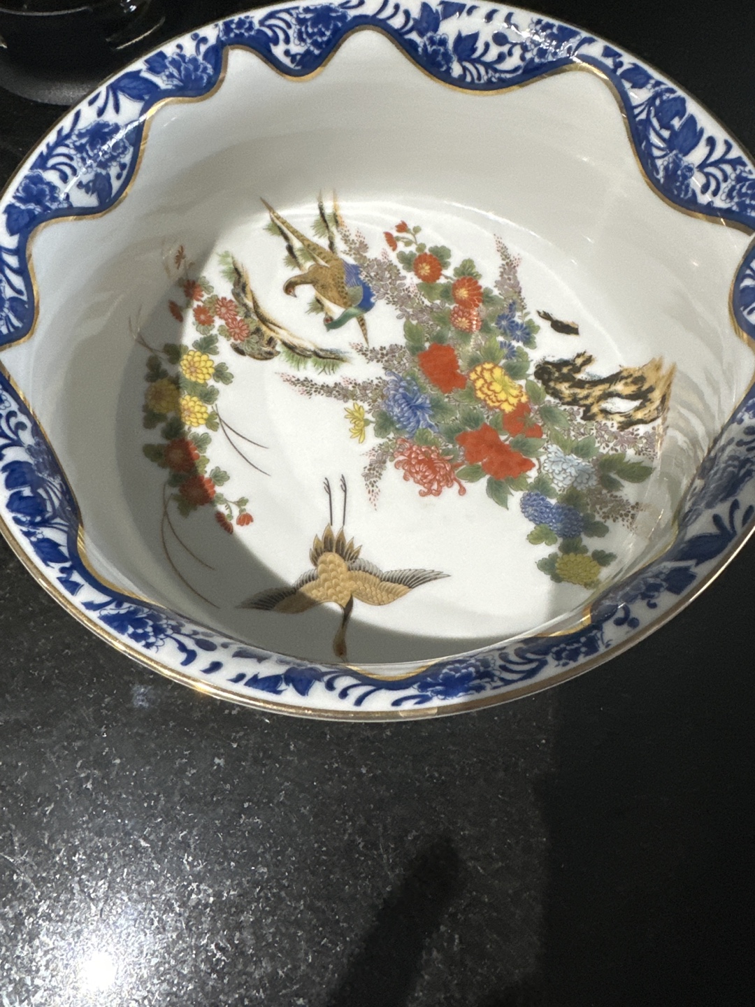 Vintage Porcelain Bowl with Bird Design - photo 2