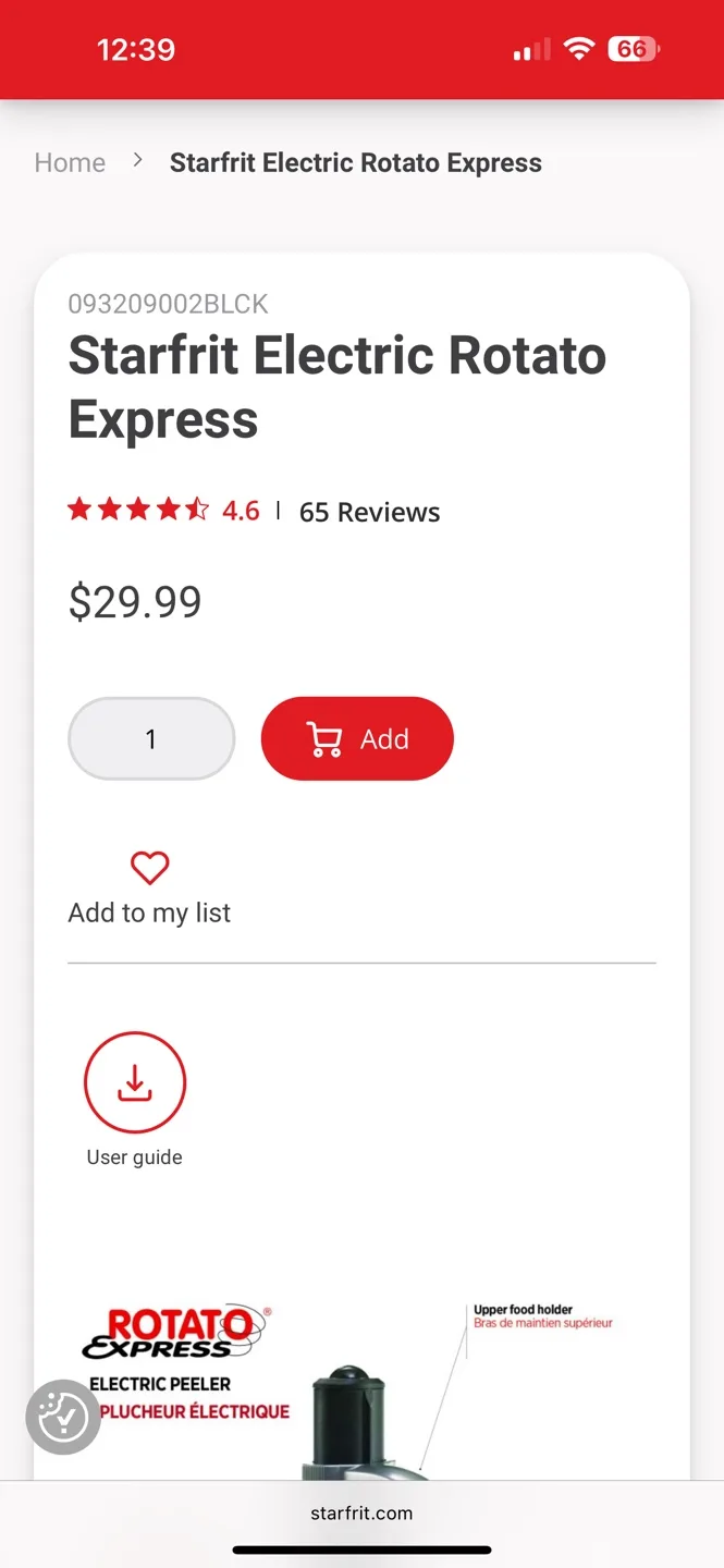 Starfrit Rotator Express Electric Peeler image indicator(6)