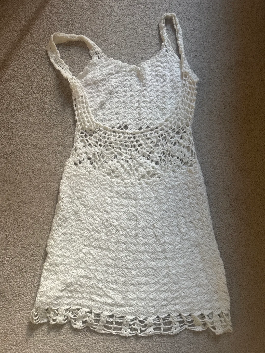 White Crochet Mini Dress image indicator(2)
