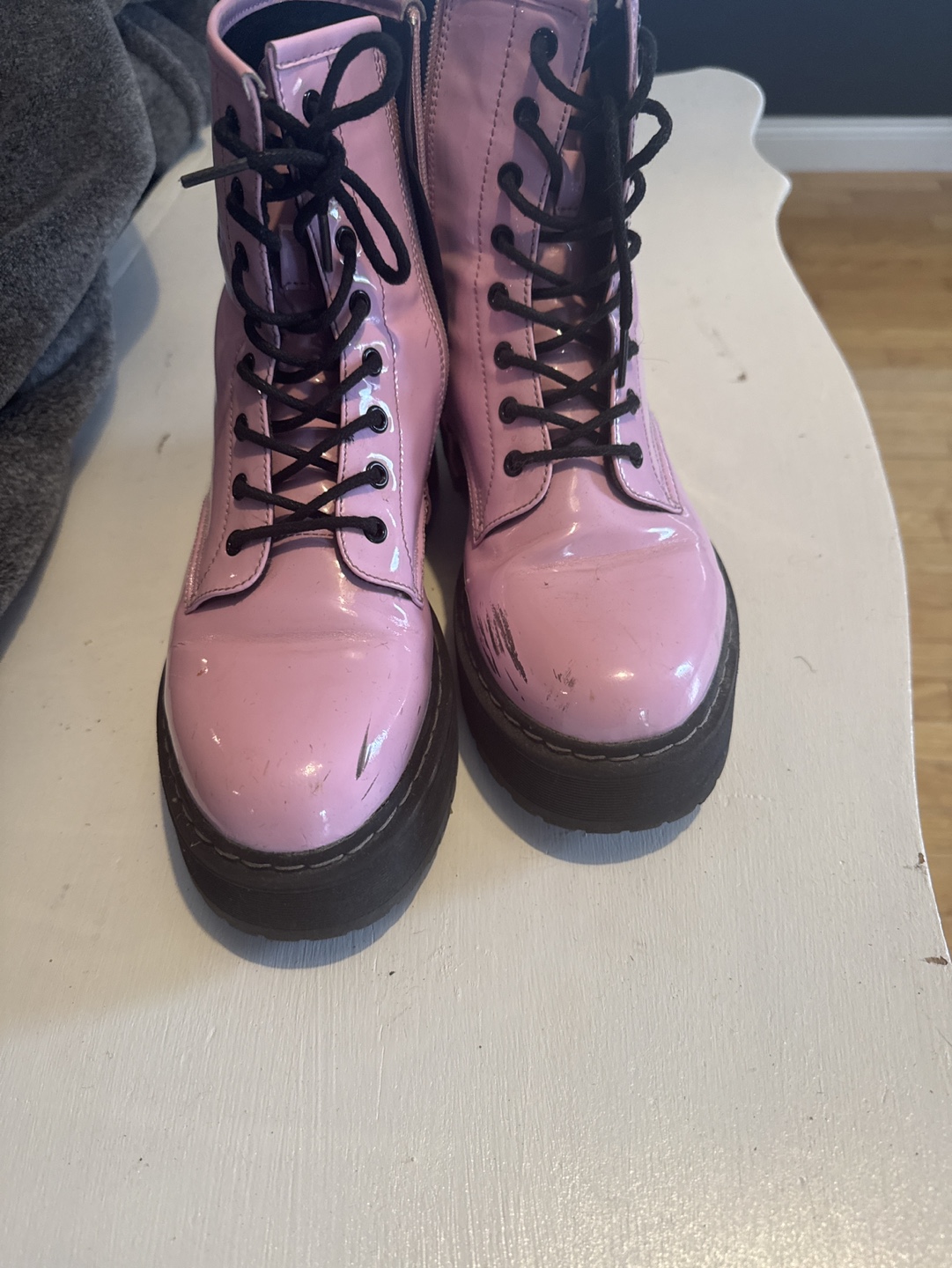 Steve Madden Pink Patent Leather Platform Boots