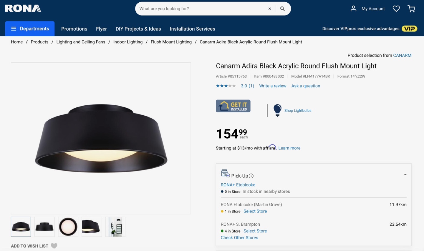 Matte Black LED Flush Mount