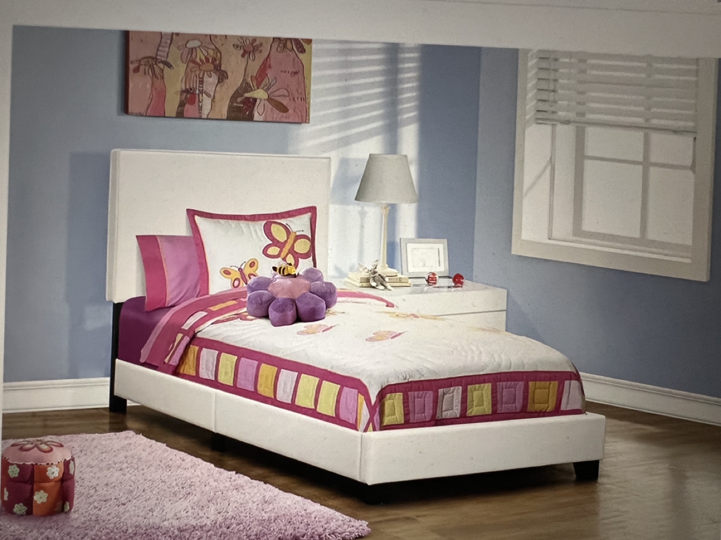 Single bed frame with foam mattress