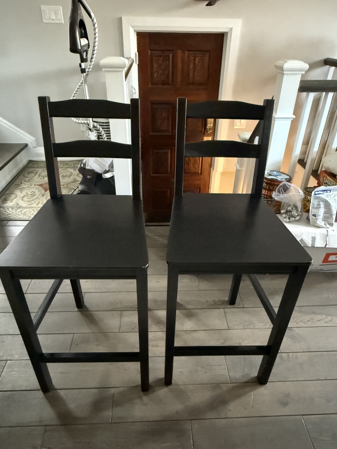 2 wooden bar stools - black - photo 2