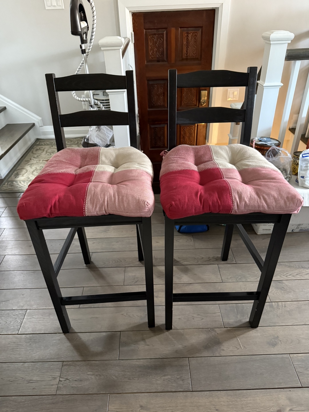 2 wooden bar stools - black