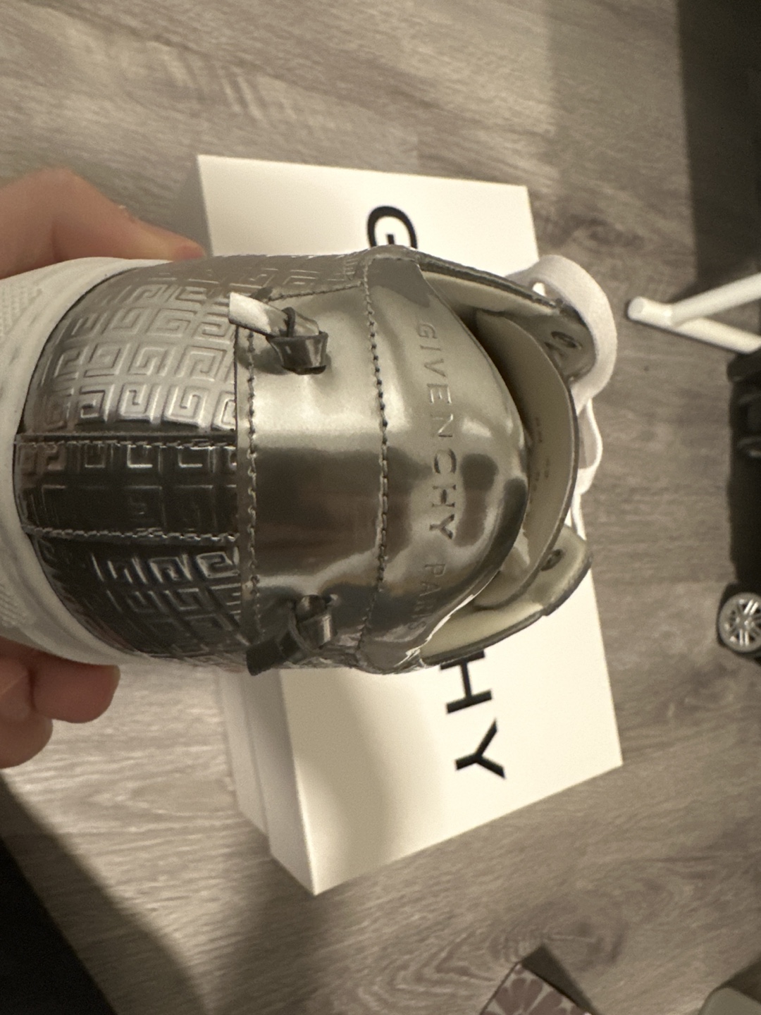 Givenchy Silver Embossed Sneakers - photo 3