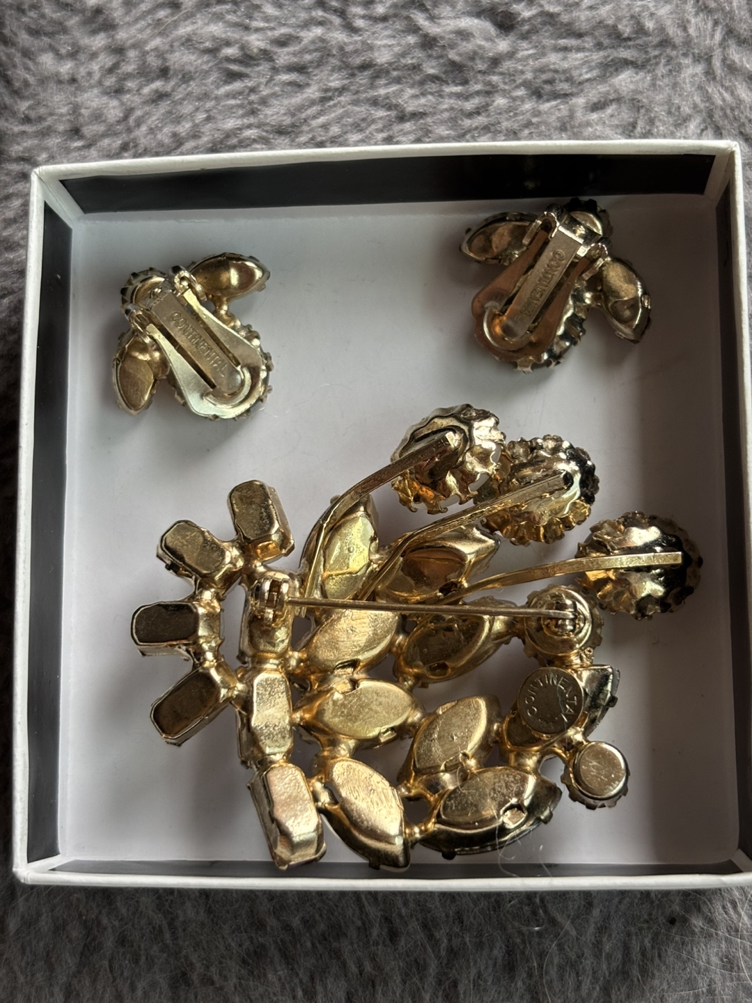 Vintage Signed Continental Brooch and Earring Set - photo 2