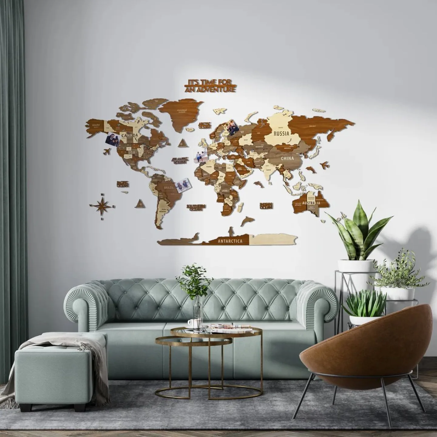 Wooden World Map with Push Pins thumbnail