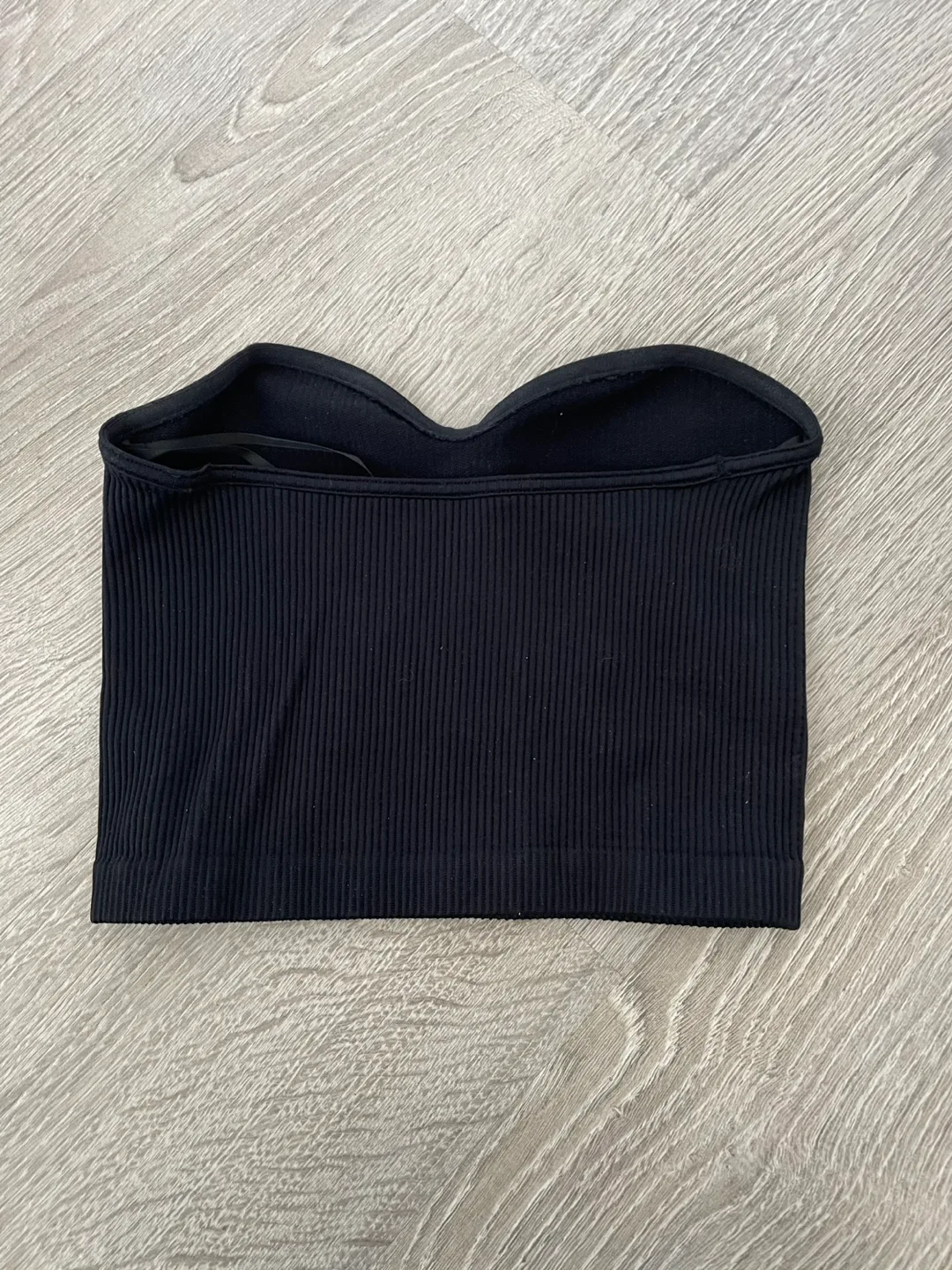 Black Ribbed Strapless Top image indicator(2)