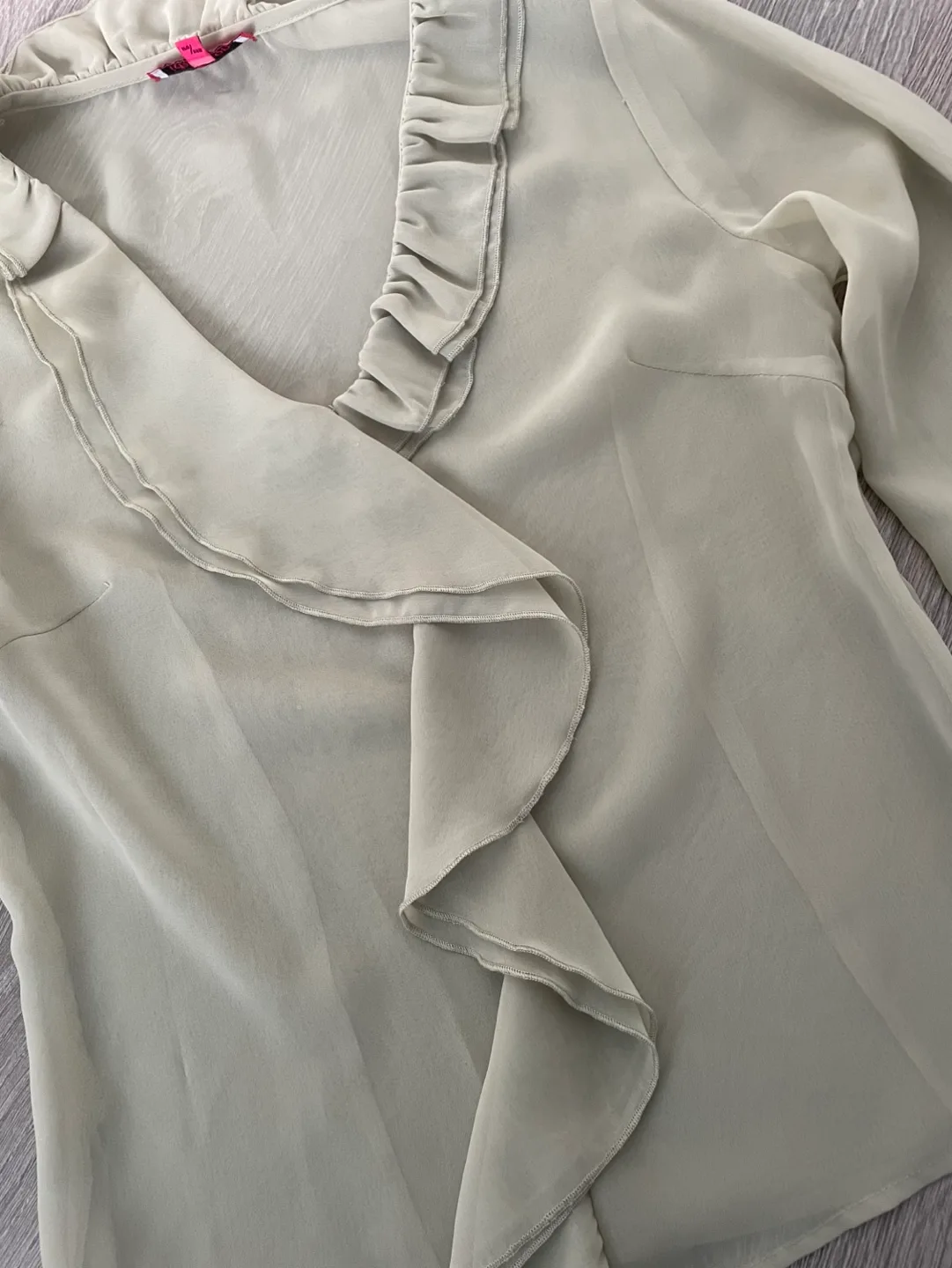 Mint Green Sheer Blouse with Ruffles image indicator(2)