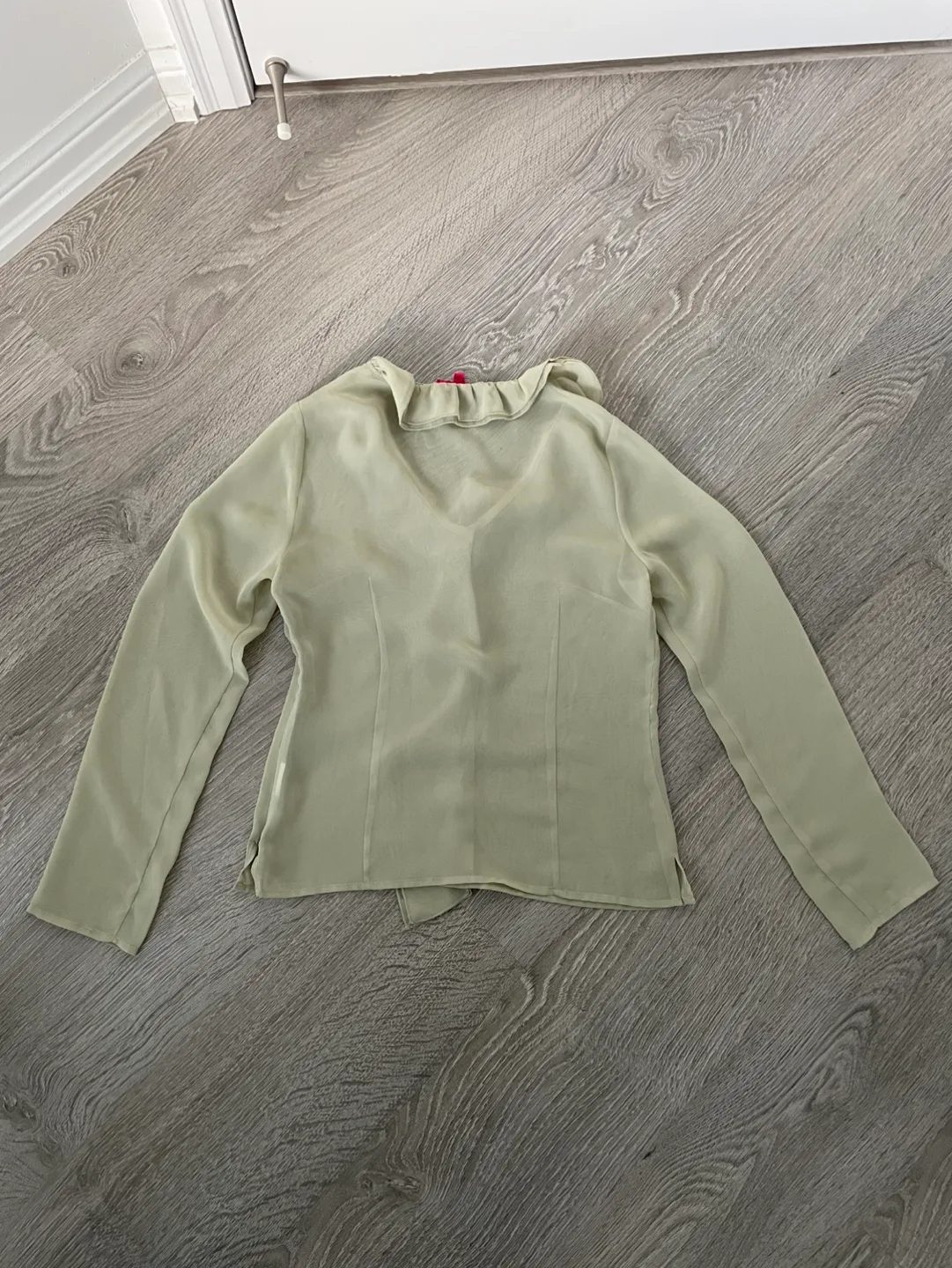 Mint Green Sheer Blouse with Ruffles image indicator(3)
