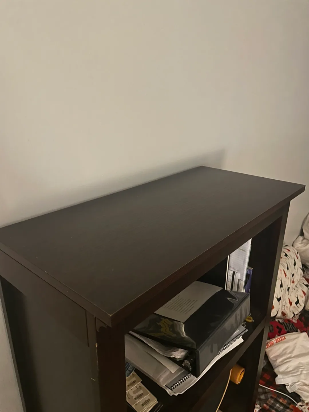 Dark brown wood Bookcase with 1 shelf image indicator(3)