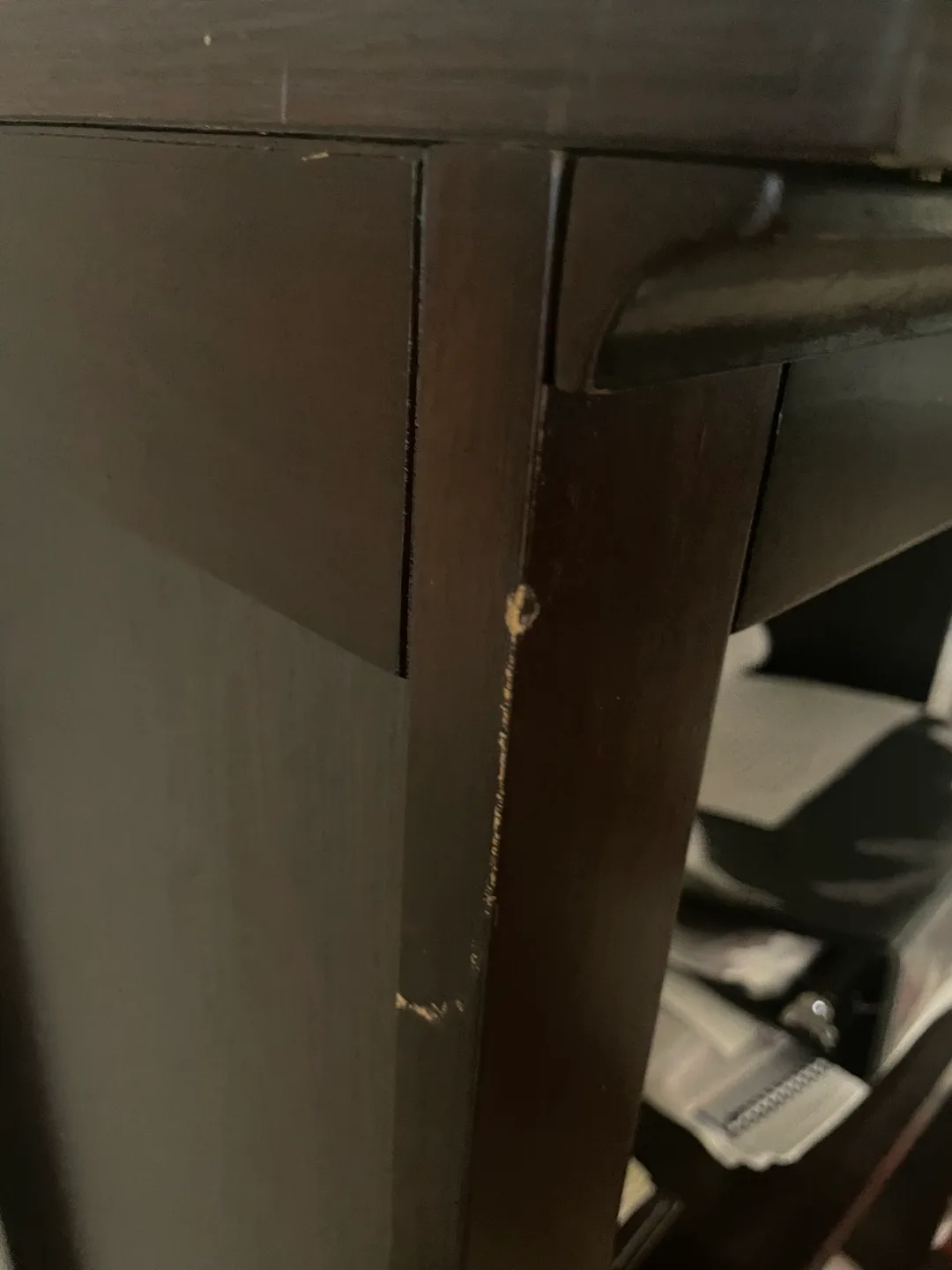 Dark brown wood Bookcase with 1 shelf image indicator(4)