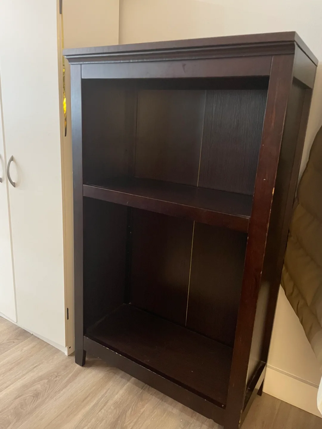 Dark brown wood Bookcase with 1 shelf image indicator(2)