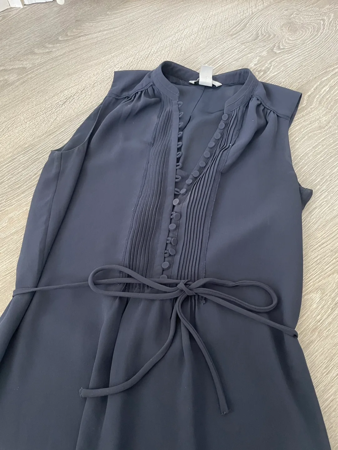 Navy Sleeveless Dress with Button Detail image indicator(3)