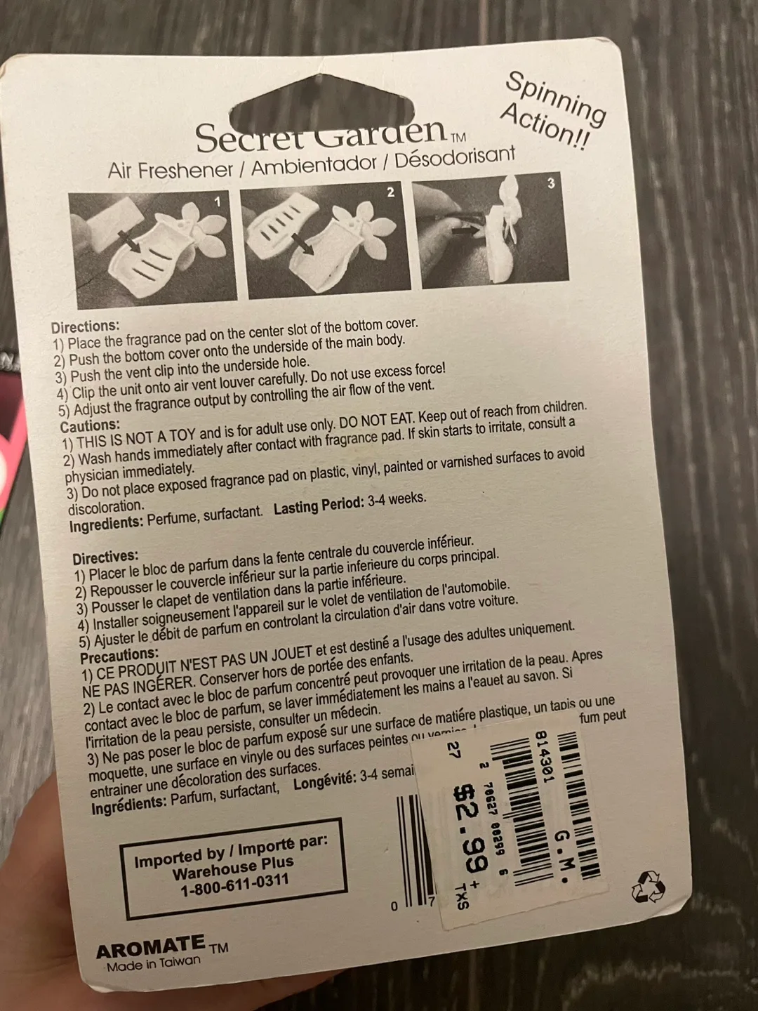 Secret Garden Spin-Fresh Vanilla Car Air Freshener image indicator(2)