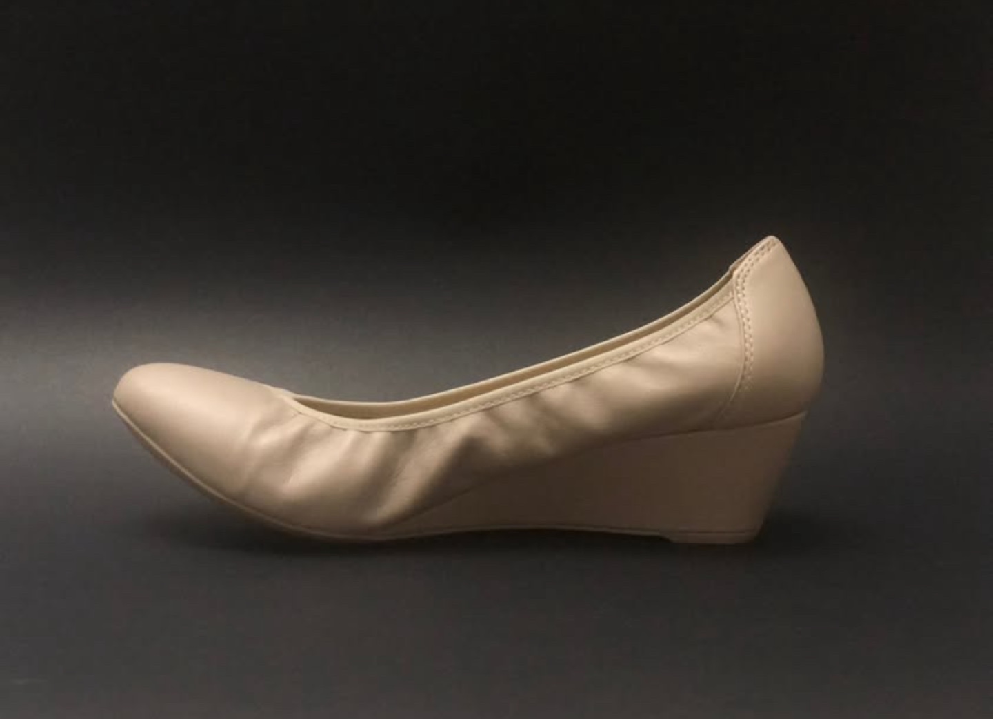 Beige Leather Wedge Heels