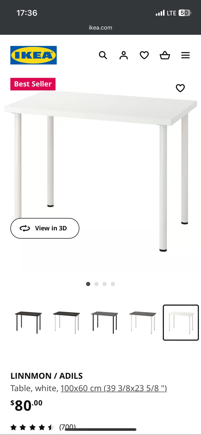 IKEA LINNMON/ADILS Desk, White - photo 2