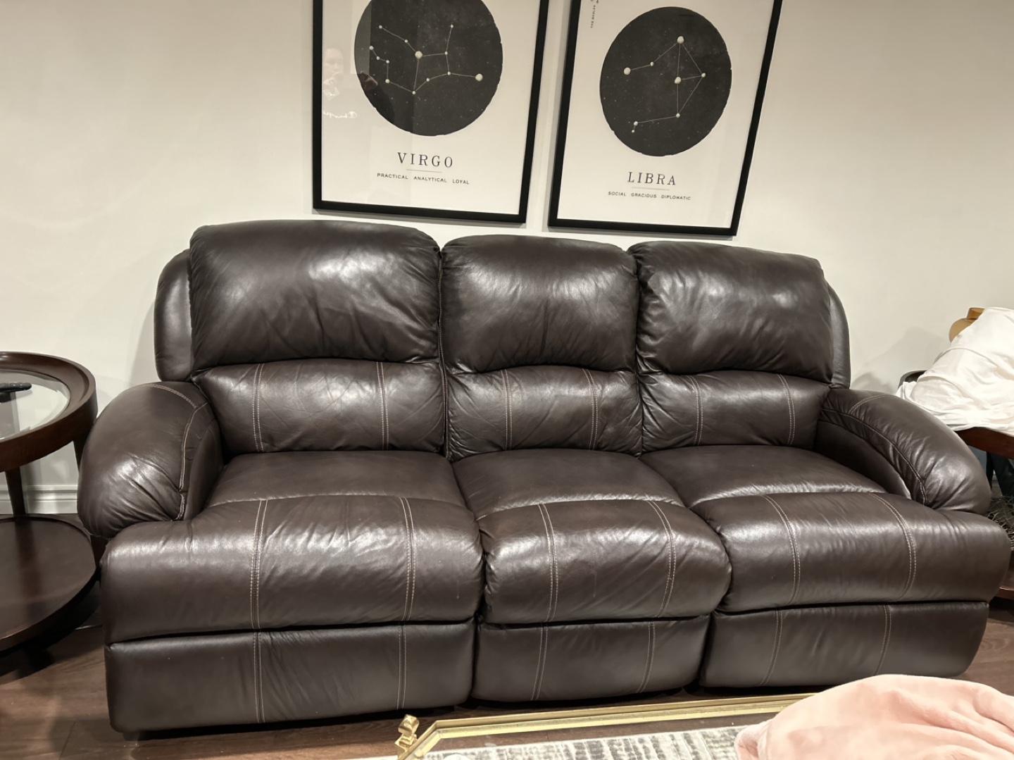 Brown Leather power Recliner Sofa