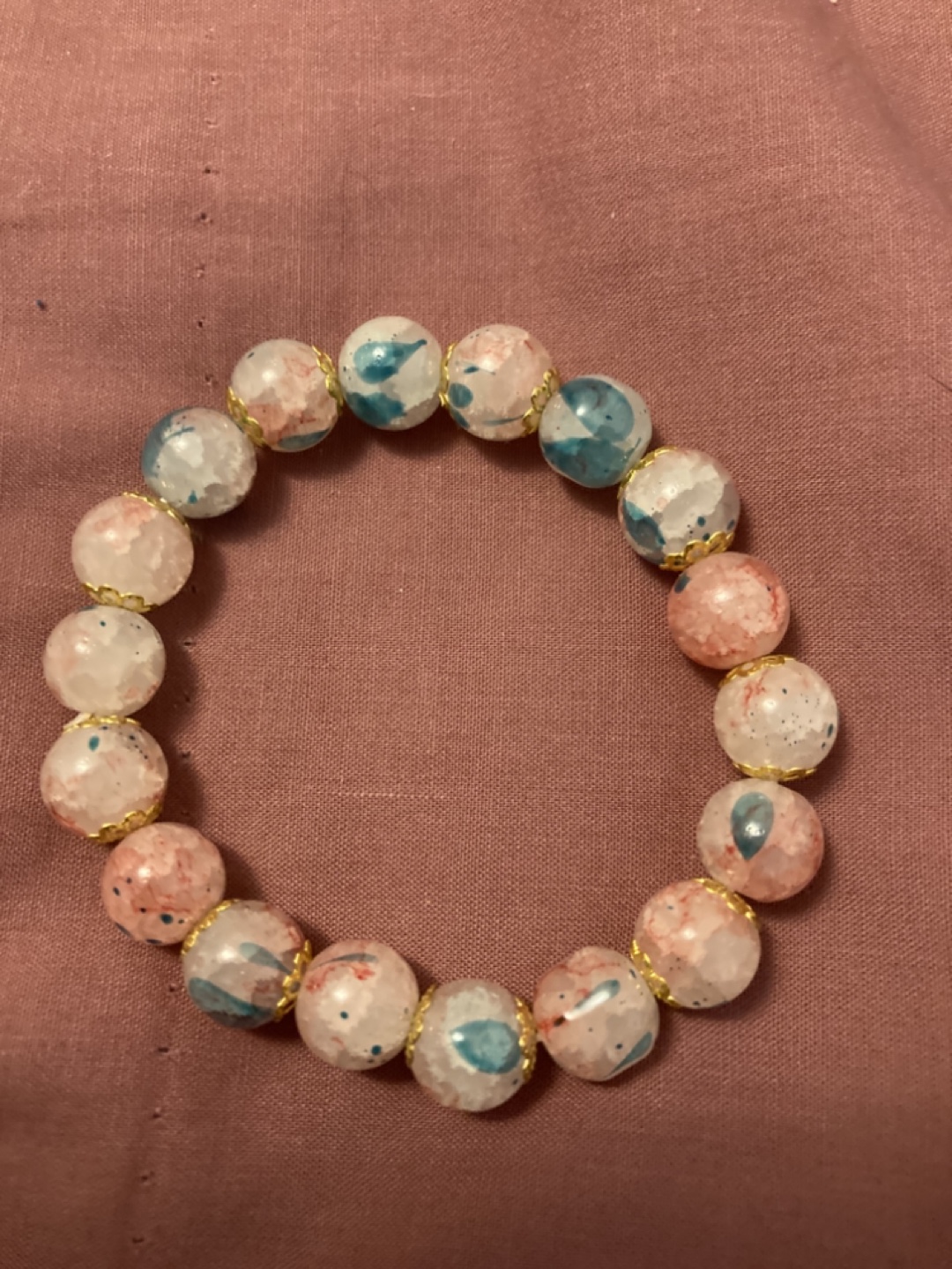 Pink cherry blossom glass bead bracelet