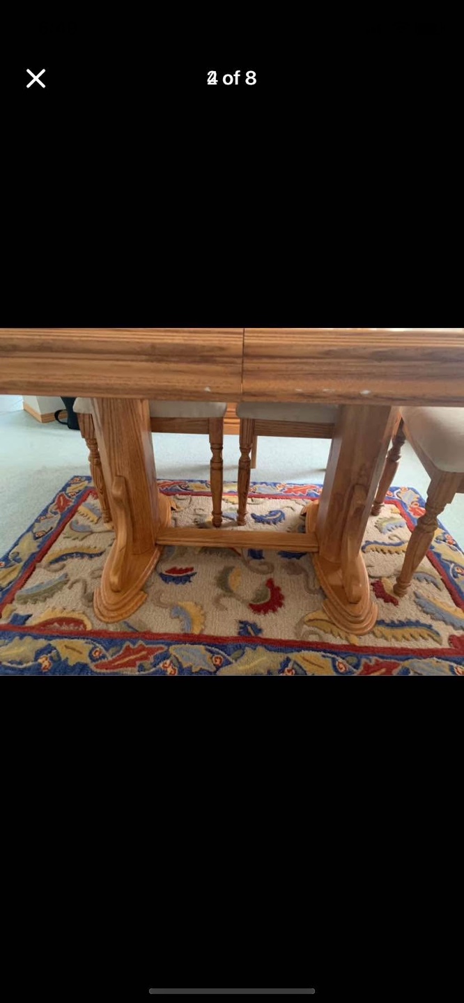 Solid Oak wood dining table set with hutch - photo 4