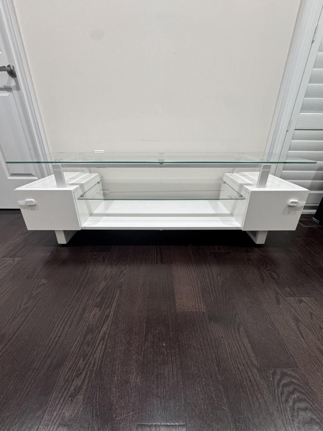 White Glass TV Stand