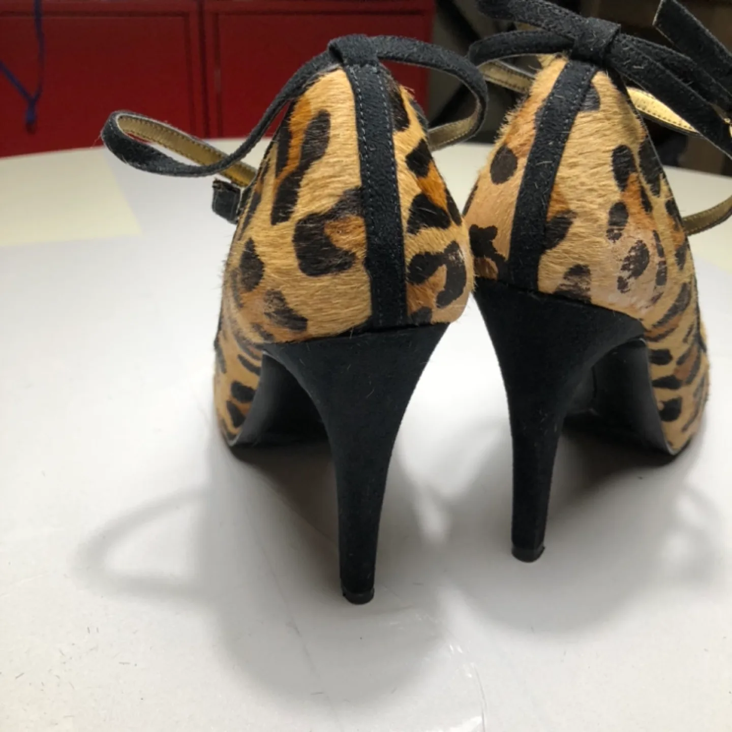 Nine West Paoletta Peep-Toe Leopard Print Heels image indicator(3)