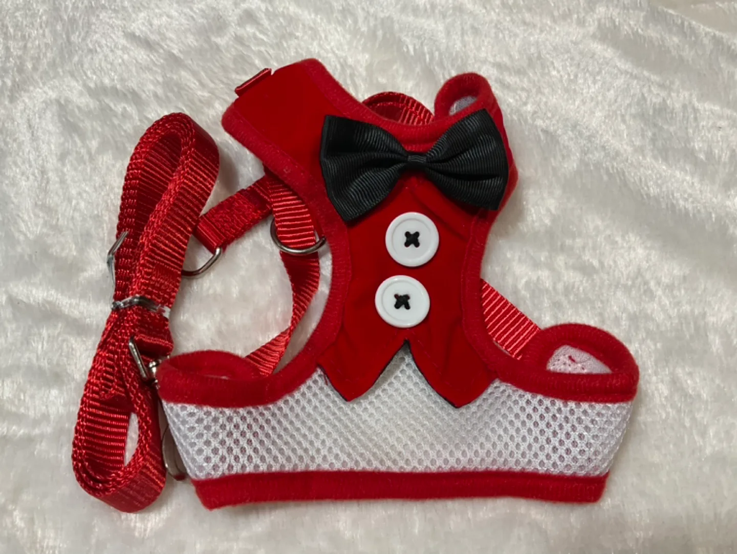 Red Dog Harness  & leash with Bow tie image indicator(2)