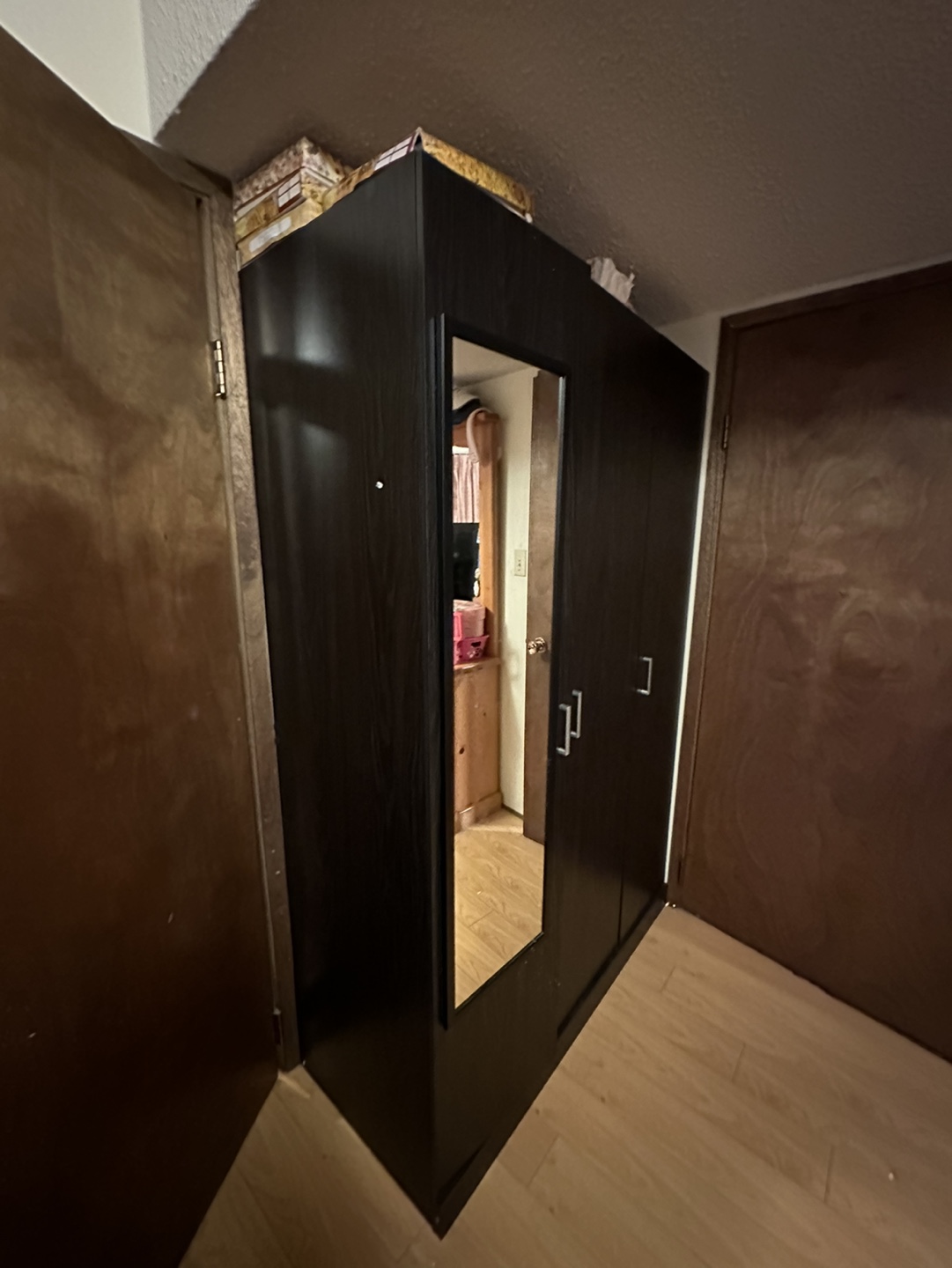 Black Wardrobe with Mirror - photo 2