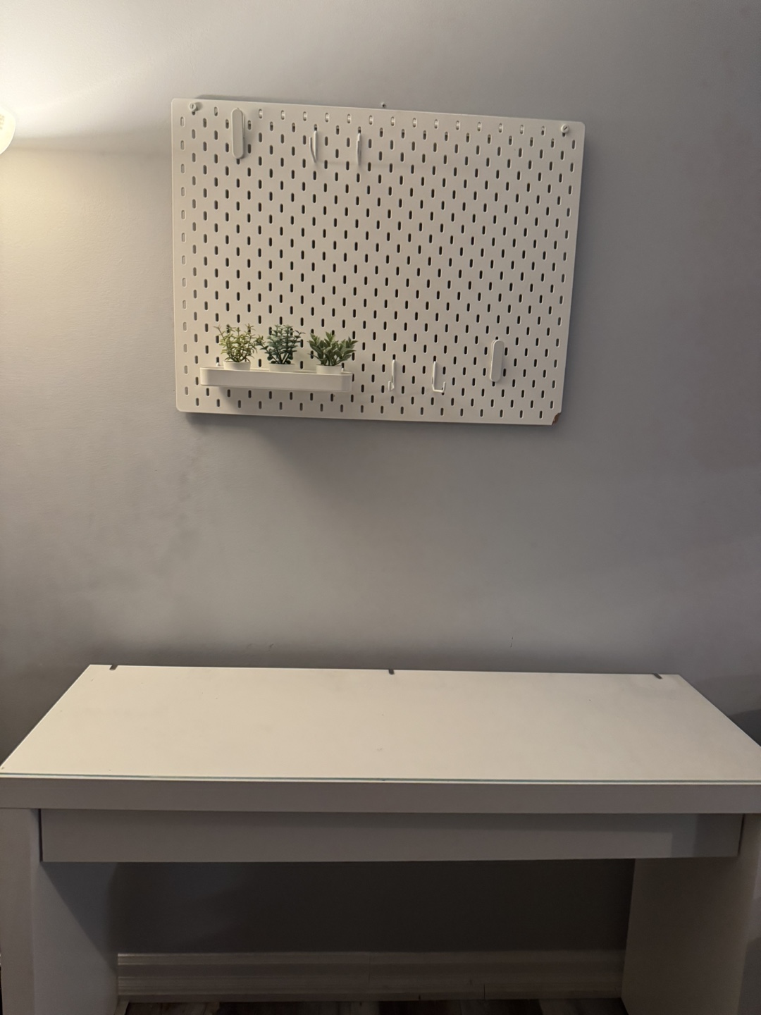 IKEA White Desk with peg baord - photo 4