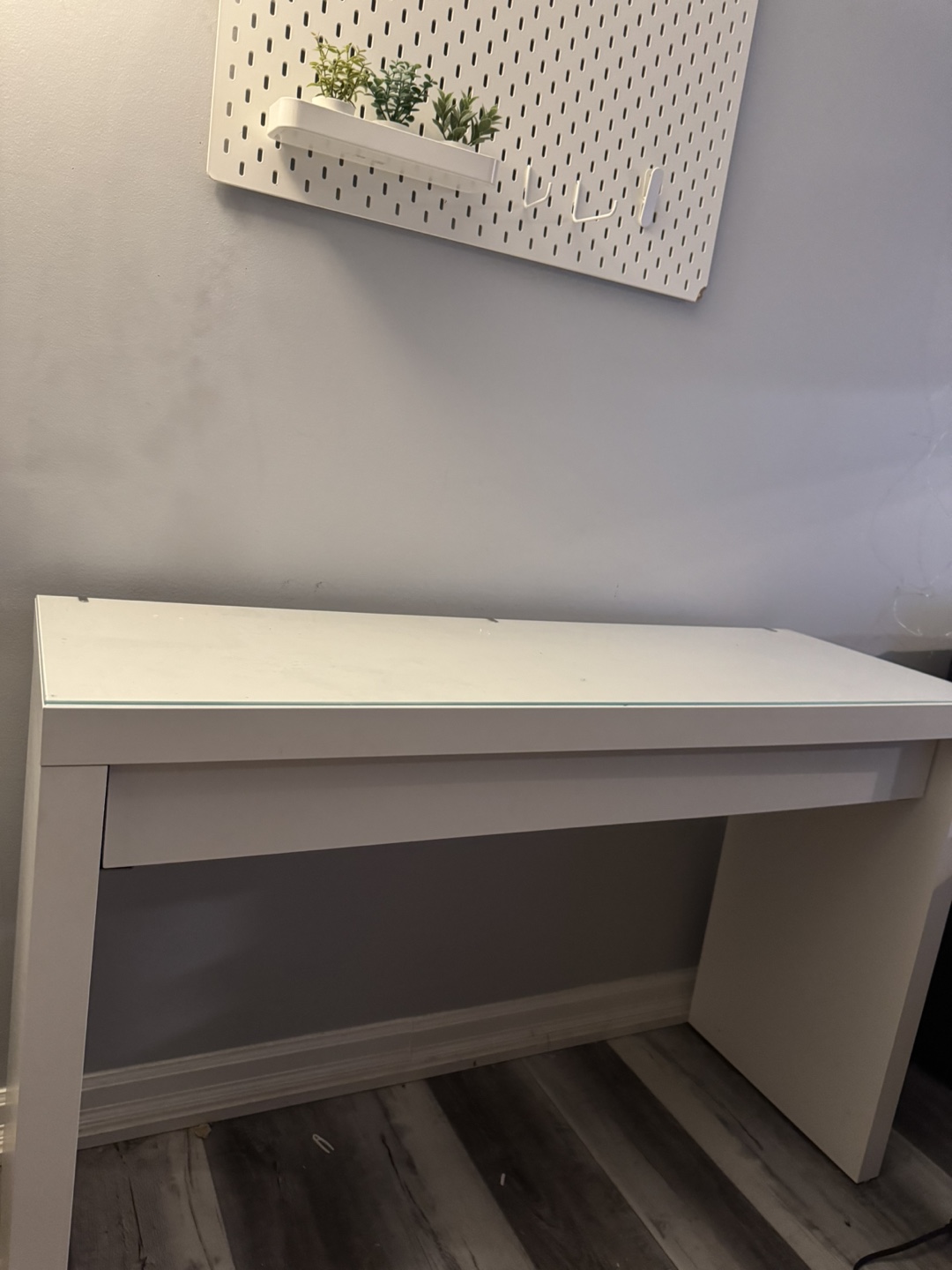 IKEA White Desk with peg baord