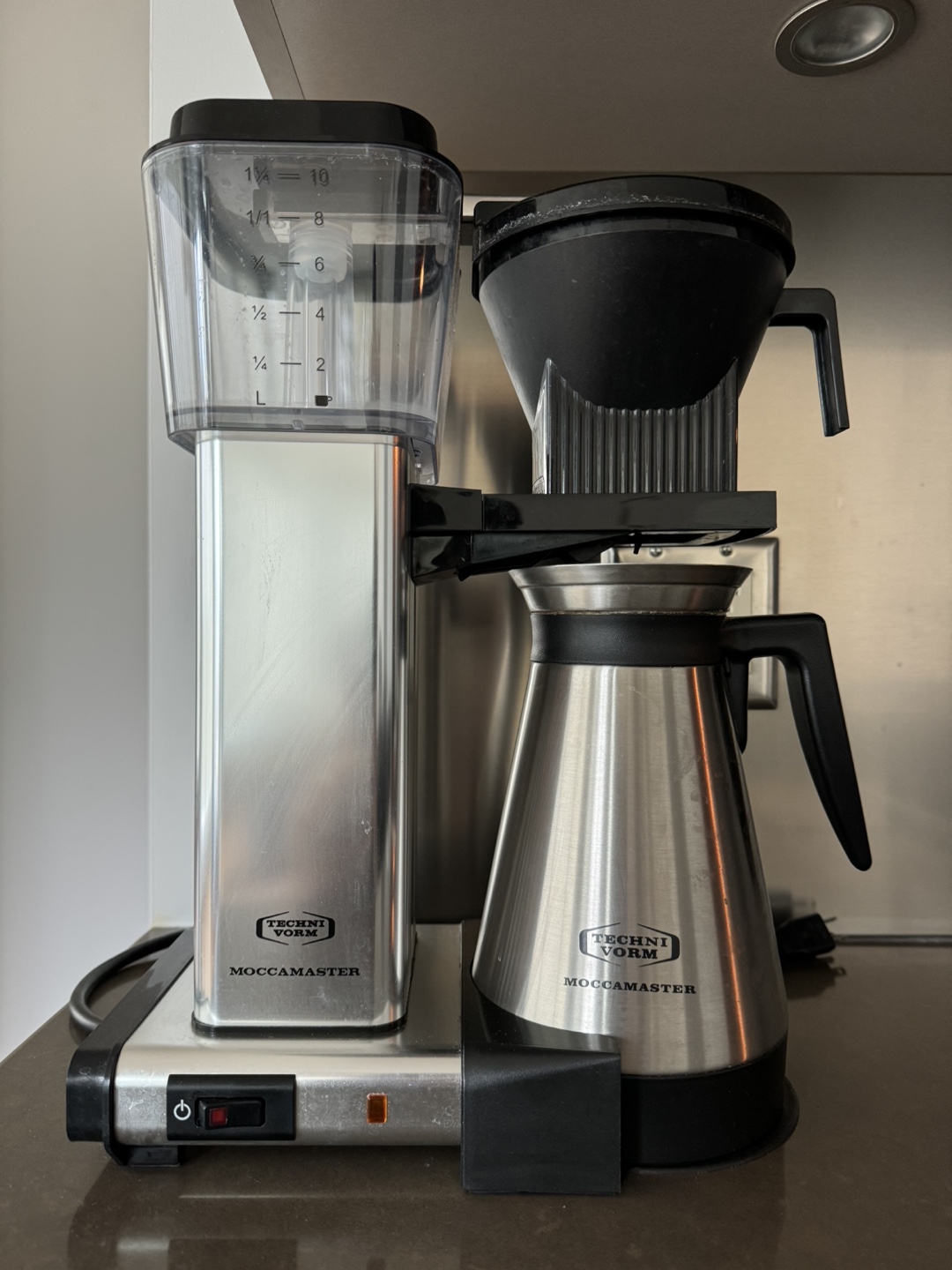 Moccamaster coffee maker and Capresso grinder