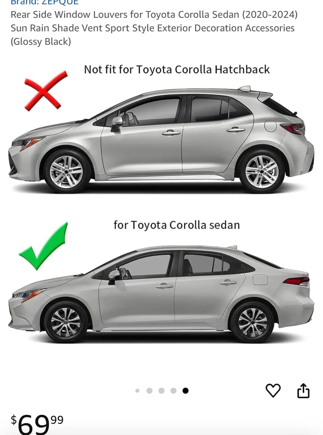 Window Louvers for Toyota Corolla Sedan (2020-2024) image indicator(3)