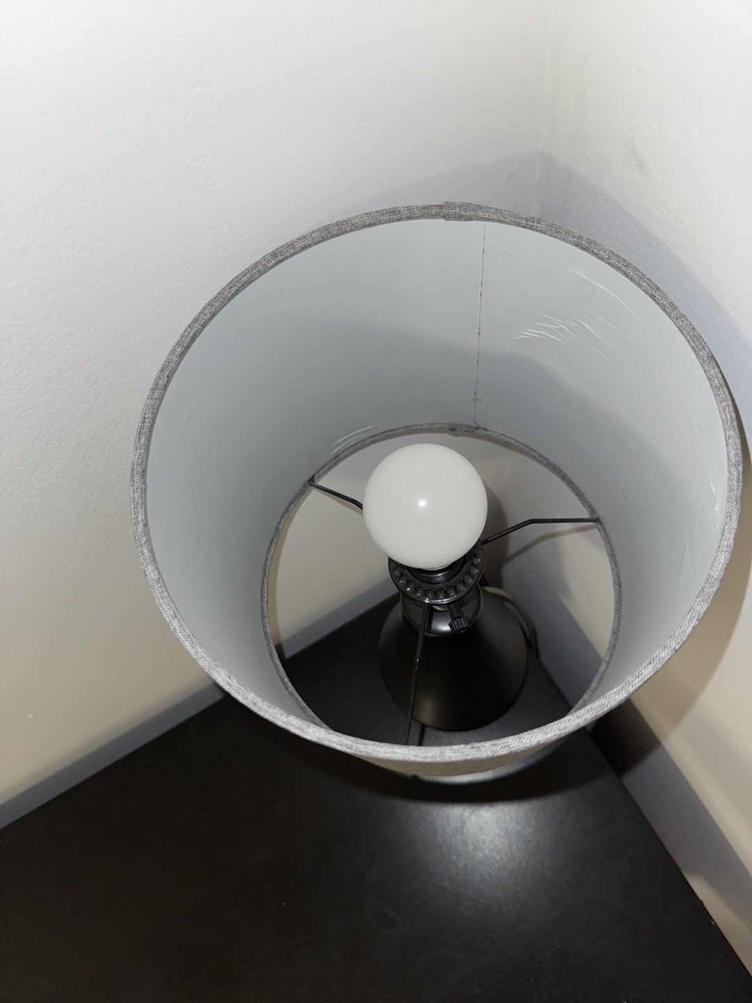 Black Table Lamp with Grey Fabric Shade - photo 3