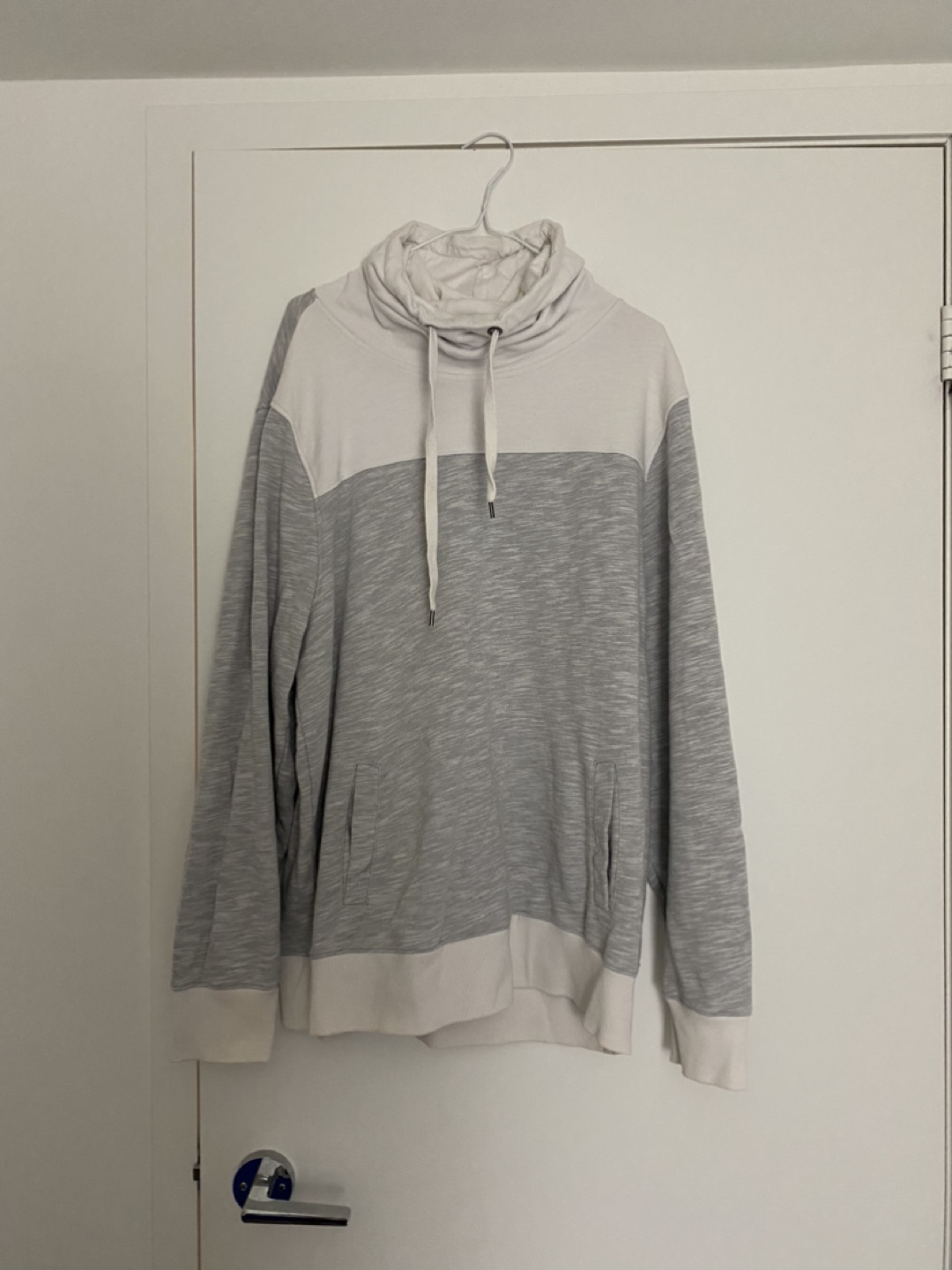 Guess Grey and White Cowl Neck Hoodie