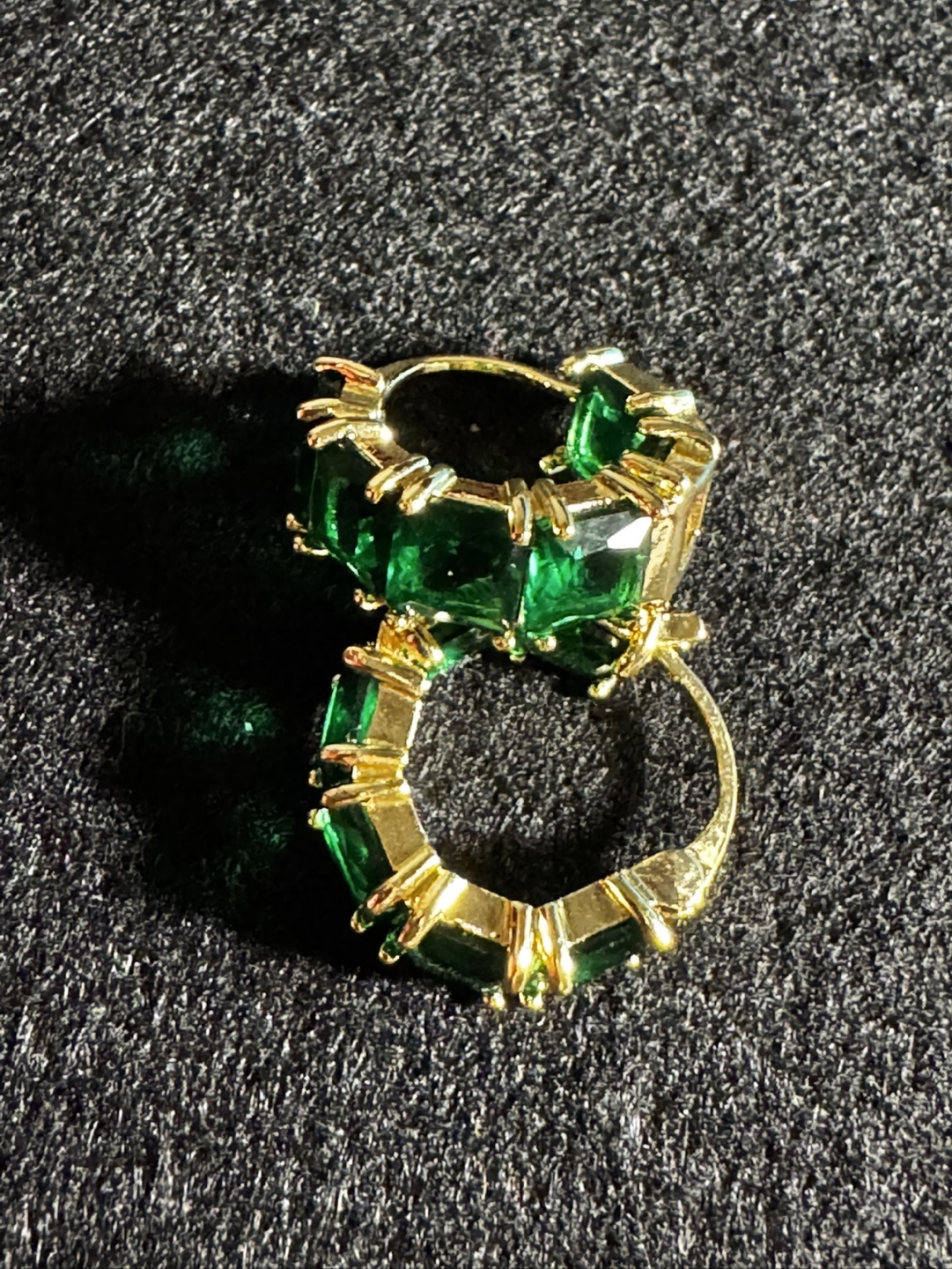 Green Gemstone Hoop Earrings