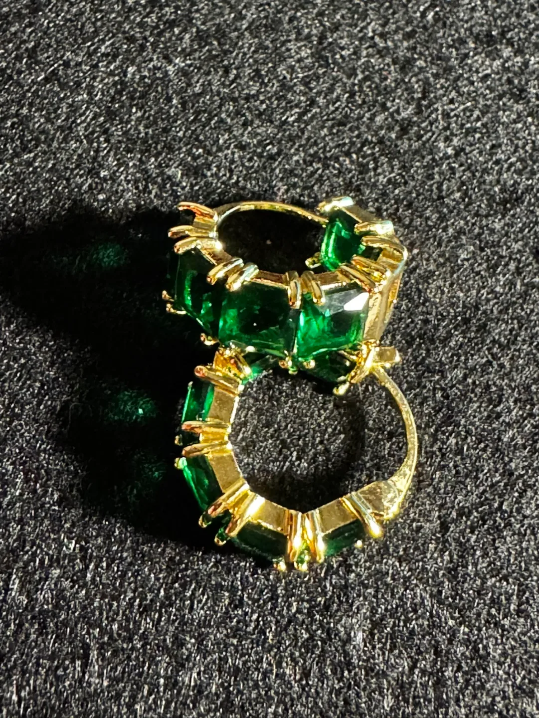 Green Gemstone Hoop Earrings thumbnail