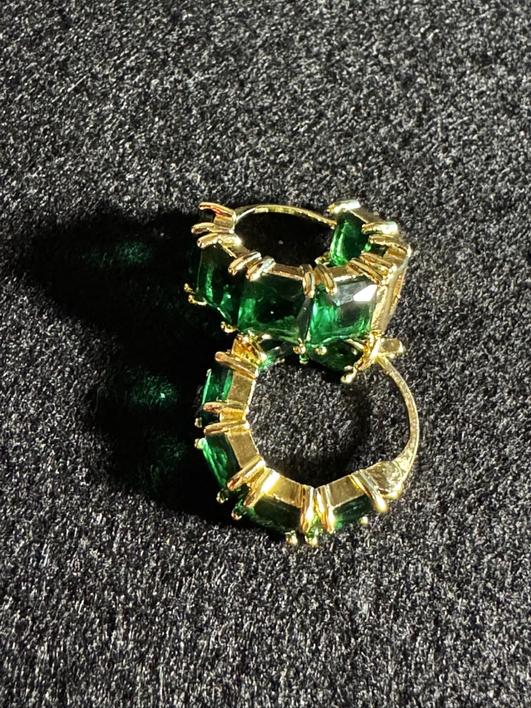 Green Gemstone Hoop Earrings - photo 2