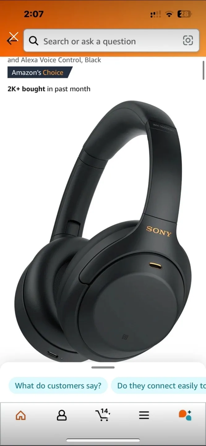 Sony WH-1000XM4 Wireless Noise Cancelling Headphones thumbnail