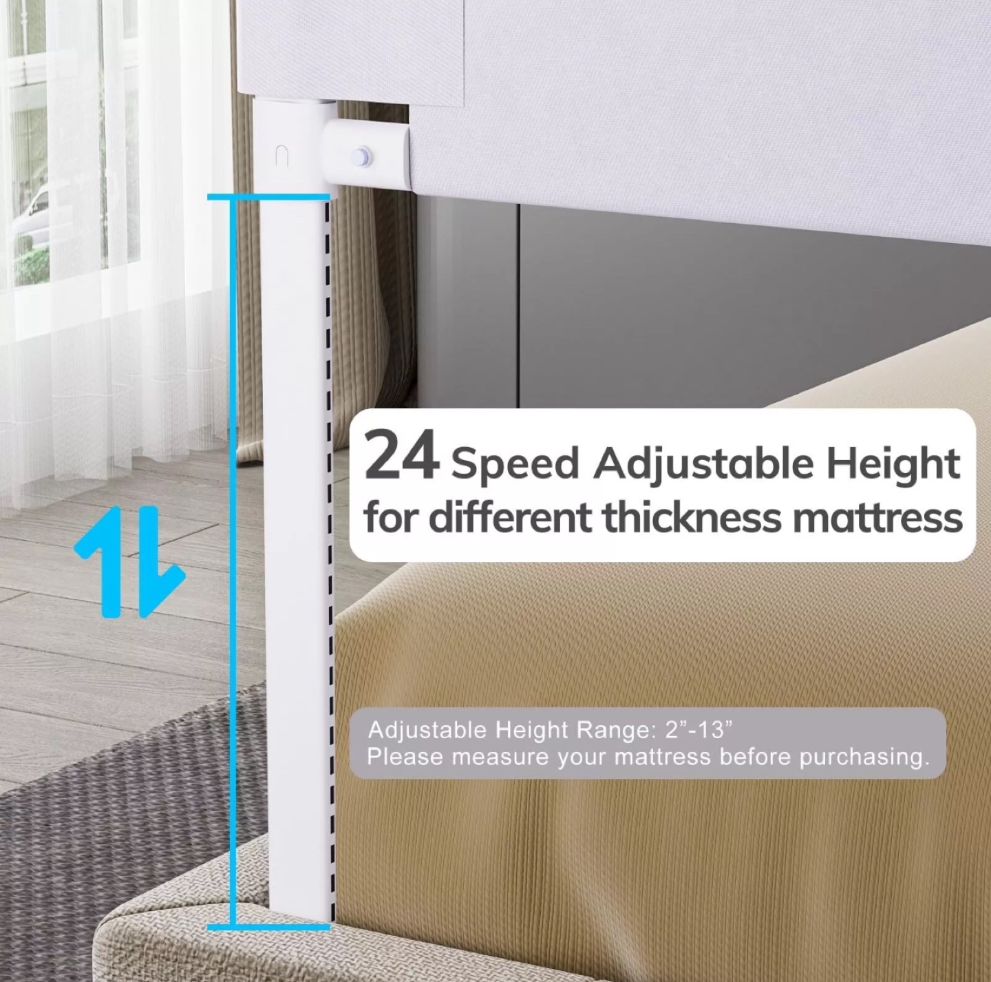 3-Side Bed Rail Guard for Toddlers and Babies, Adjustable Height - photo 3