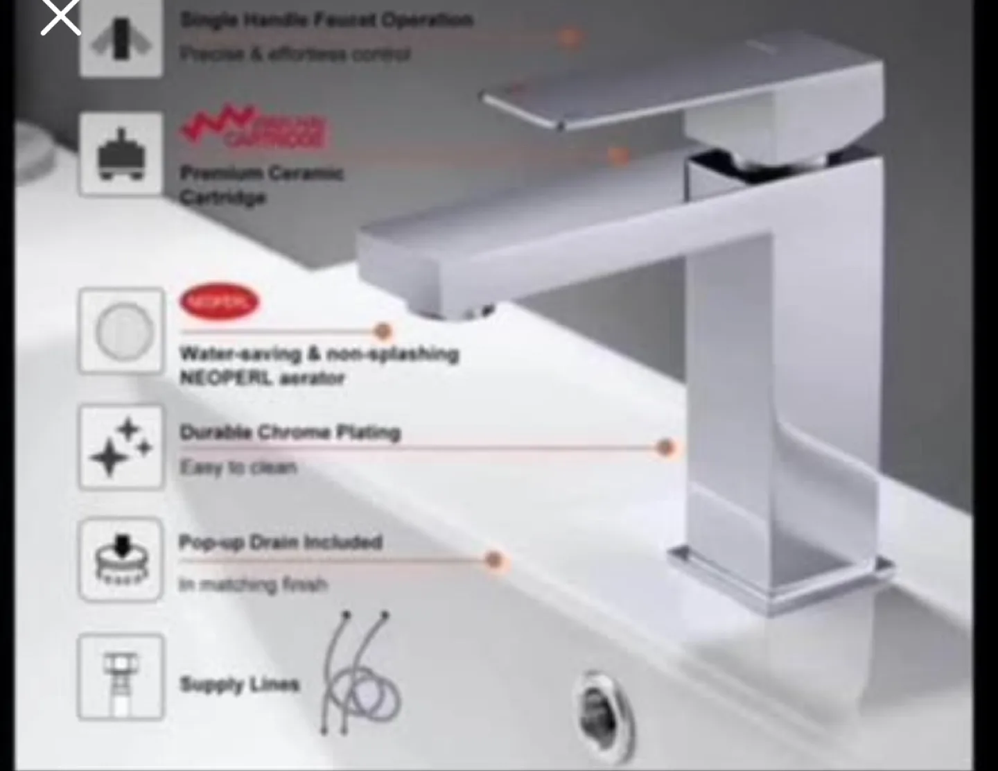 KENES Single Handle Bathroom Faucet image indicator(2)