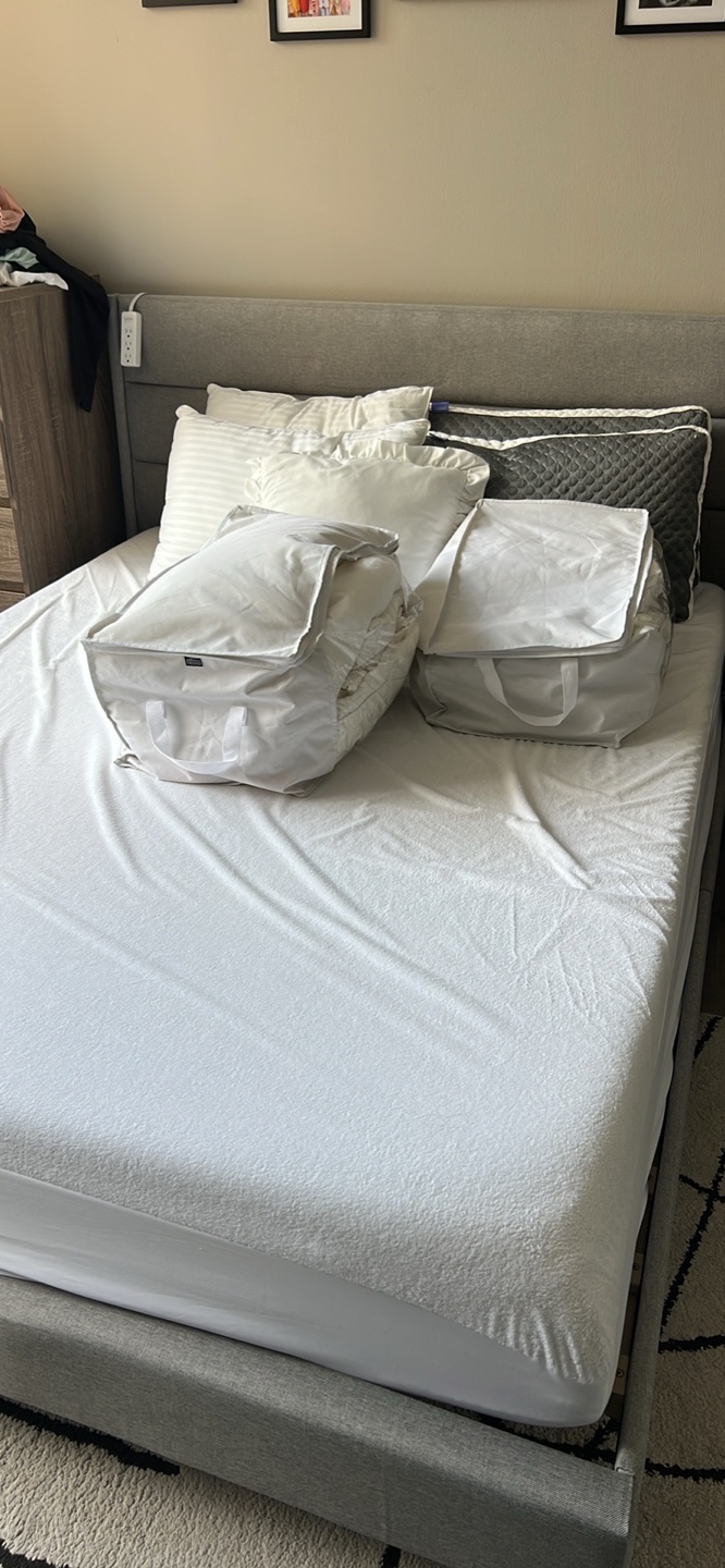 Queen Size Upholstered Bed with Mattress, Pillows & Duvet - photo 5